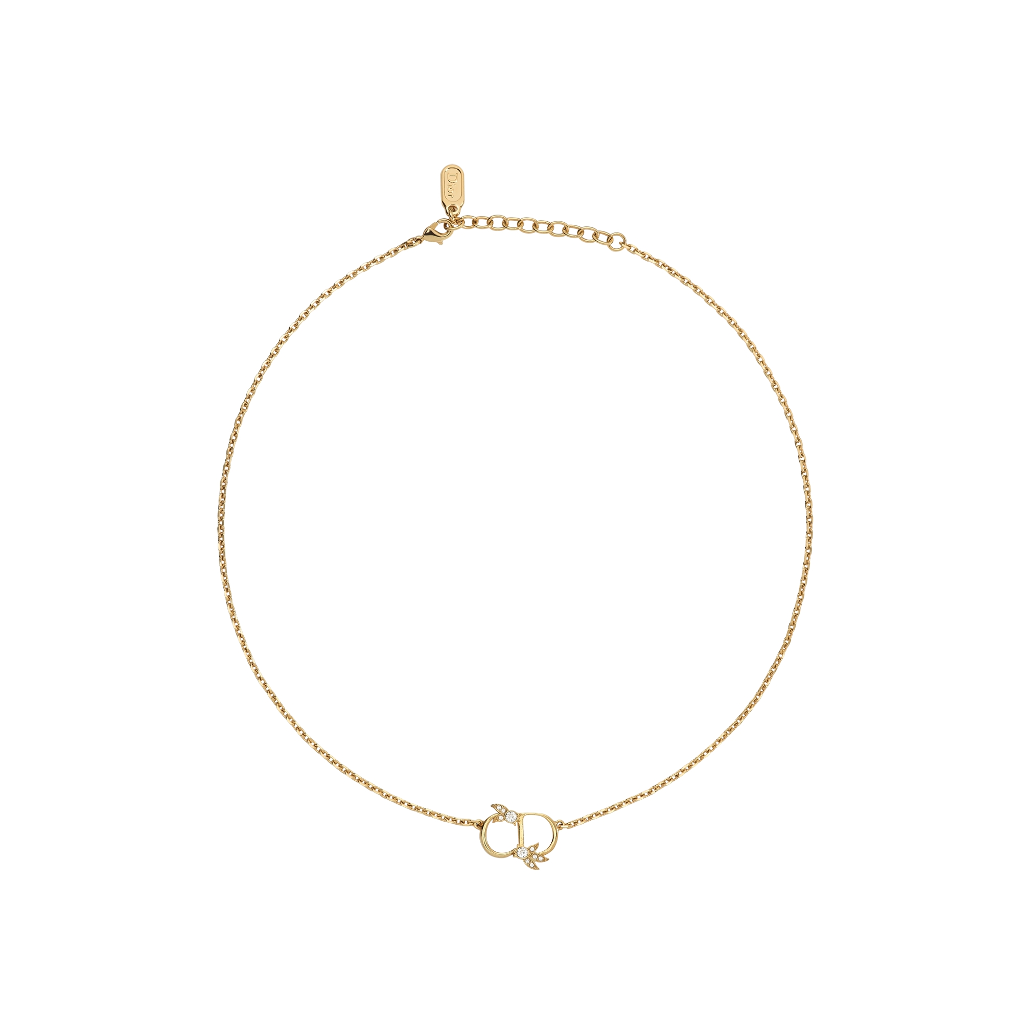 CD Mini Lily Necklace Gold-Finish Metal and Crystals E01