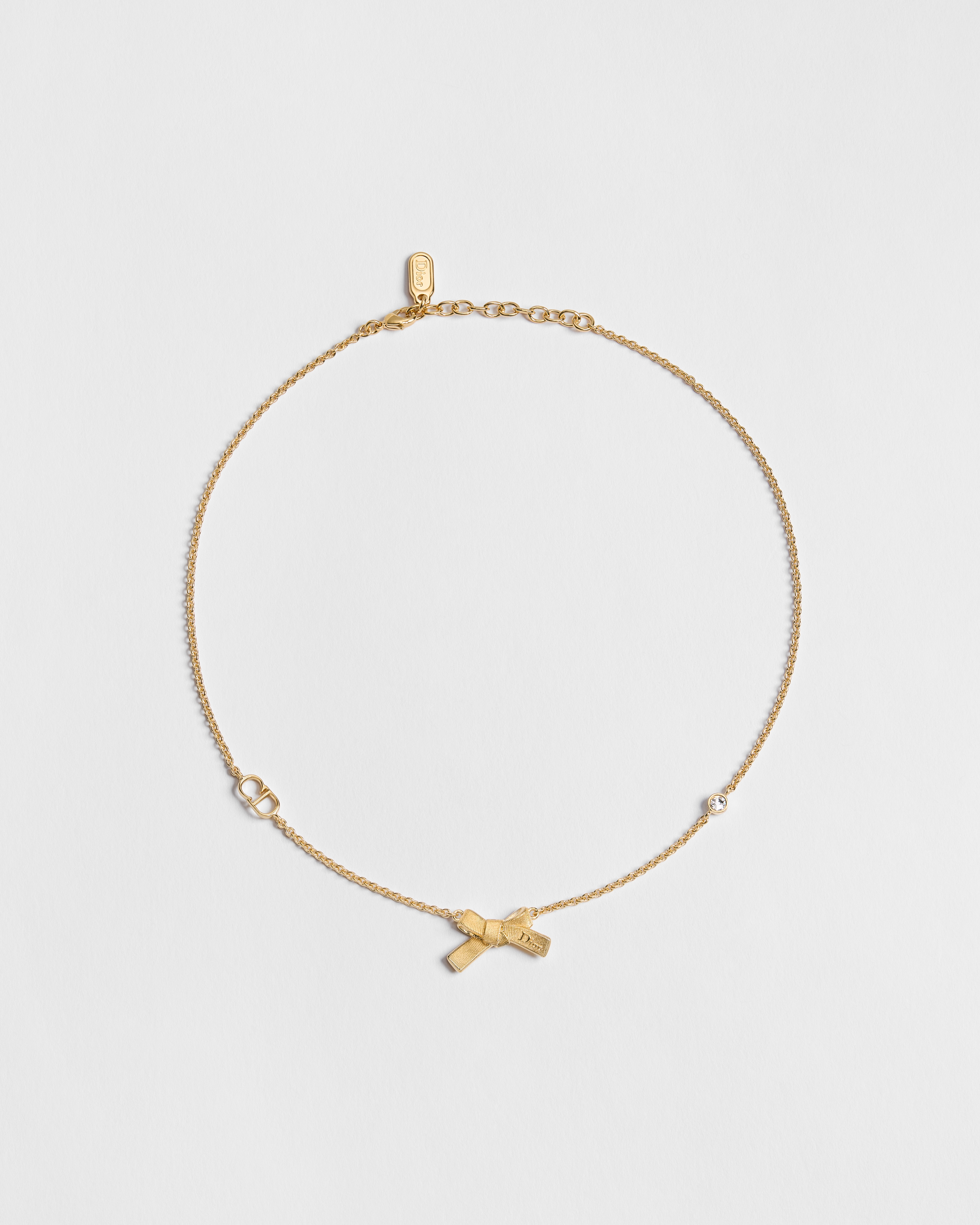 Delicate Bow-ketting Goudkleurig metaal en kristal | DIOR BE