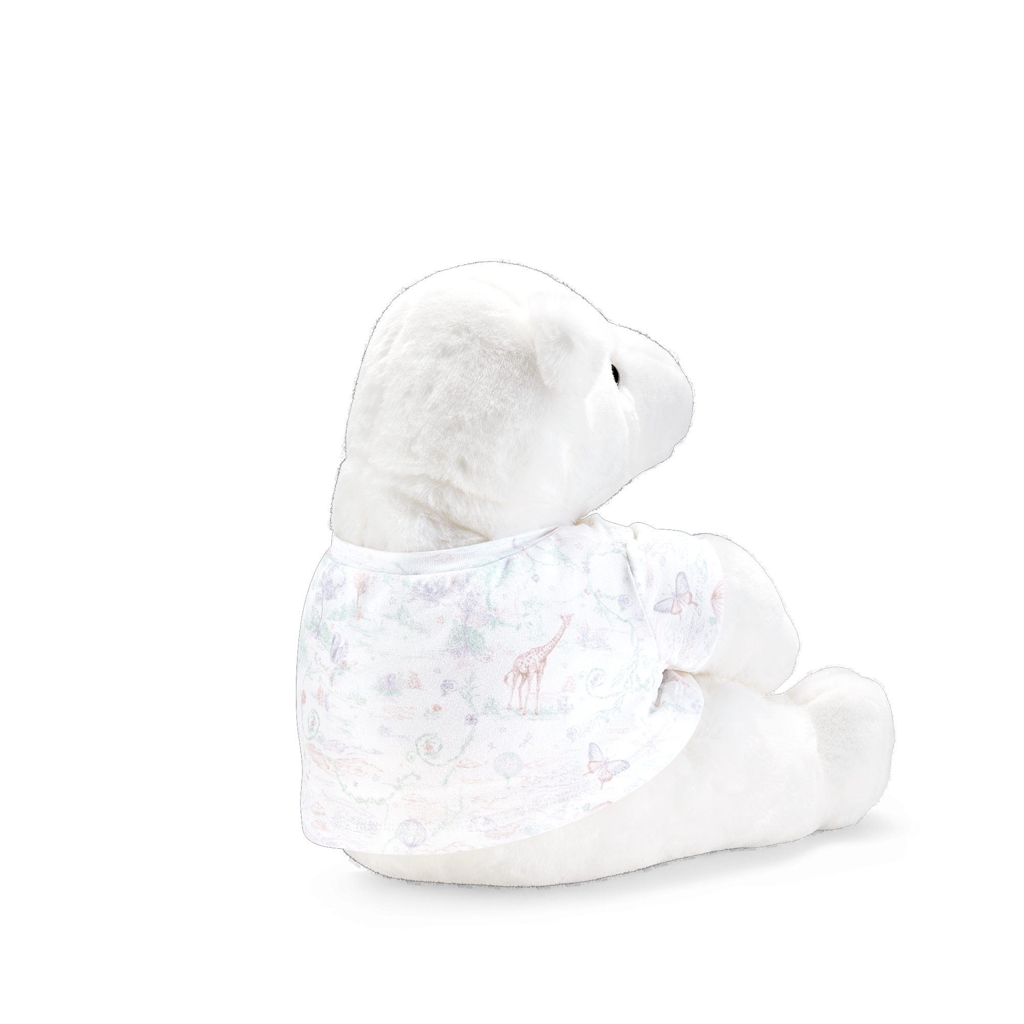 Peluche ourson Fausse fourrure ivoire et jersey de coton ivoire Toile de Jouy Pastel E05