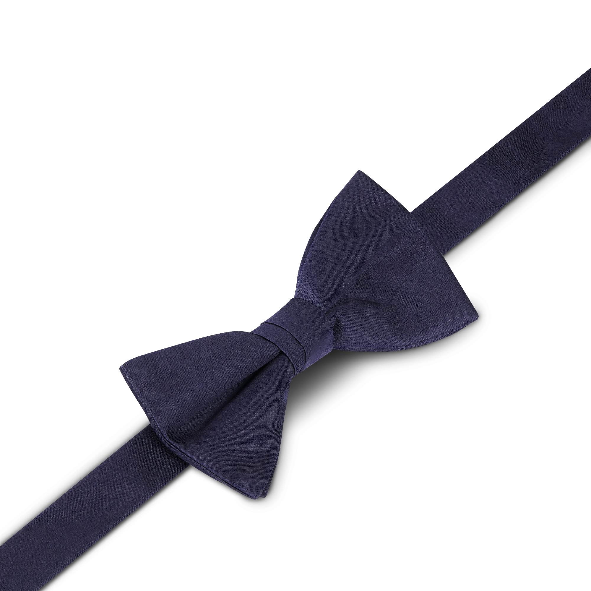 Straight Edge Bow Tie Navy Blue Silk Satin E03