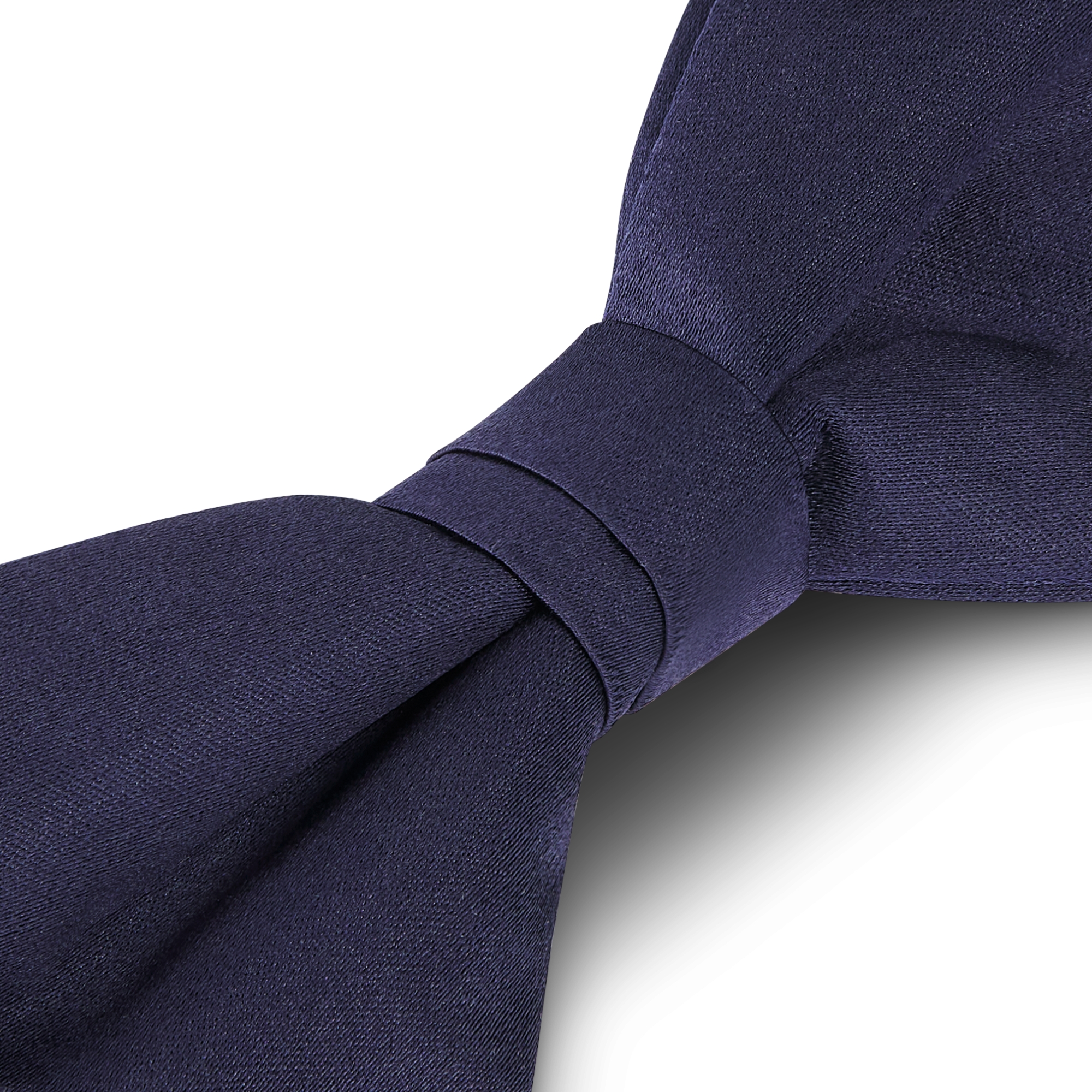 Straight Edge Bow Tie Navy Blue Silk Satin E09