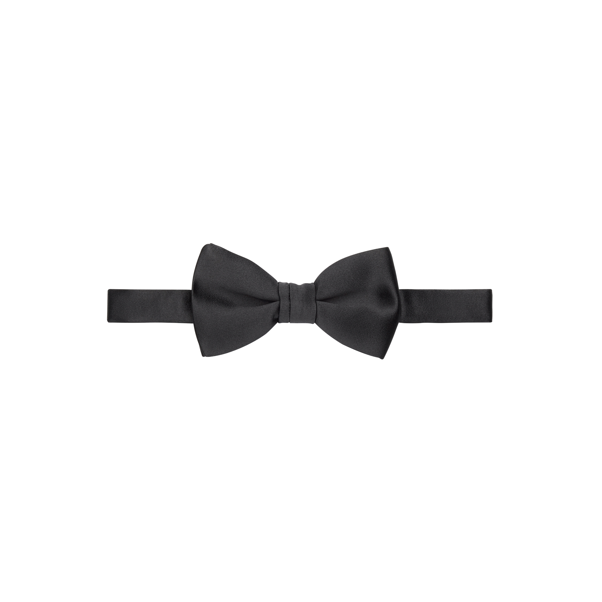 Straight Edge Bow Tie Black Silk E01