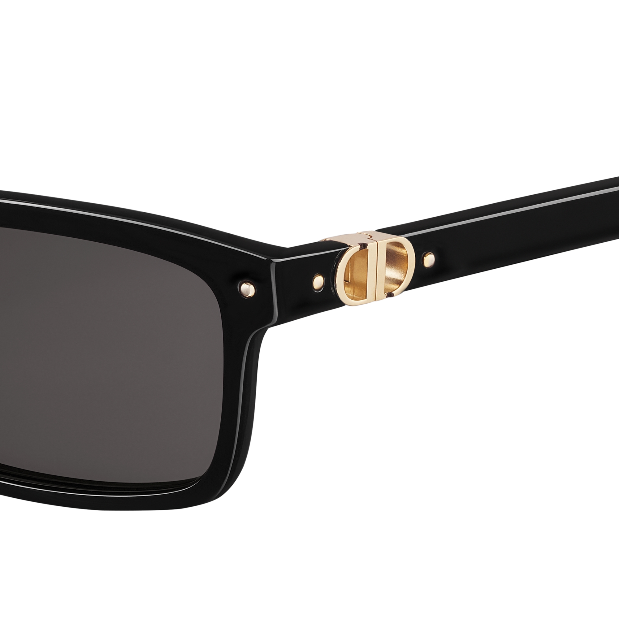 Petit CD S1I Black Rectangular Sunglasses with Dior Lucky Gold-Finish Metal Chain E09