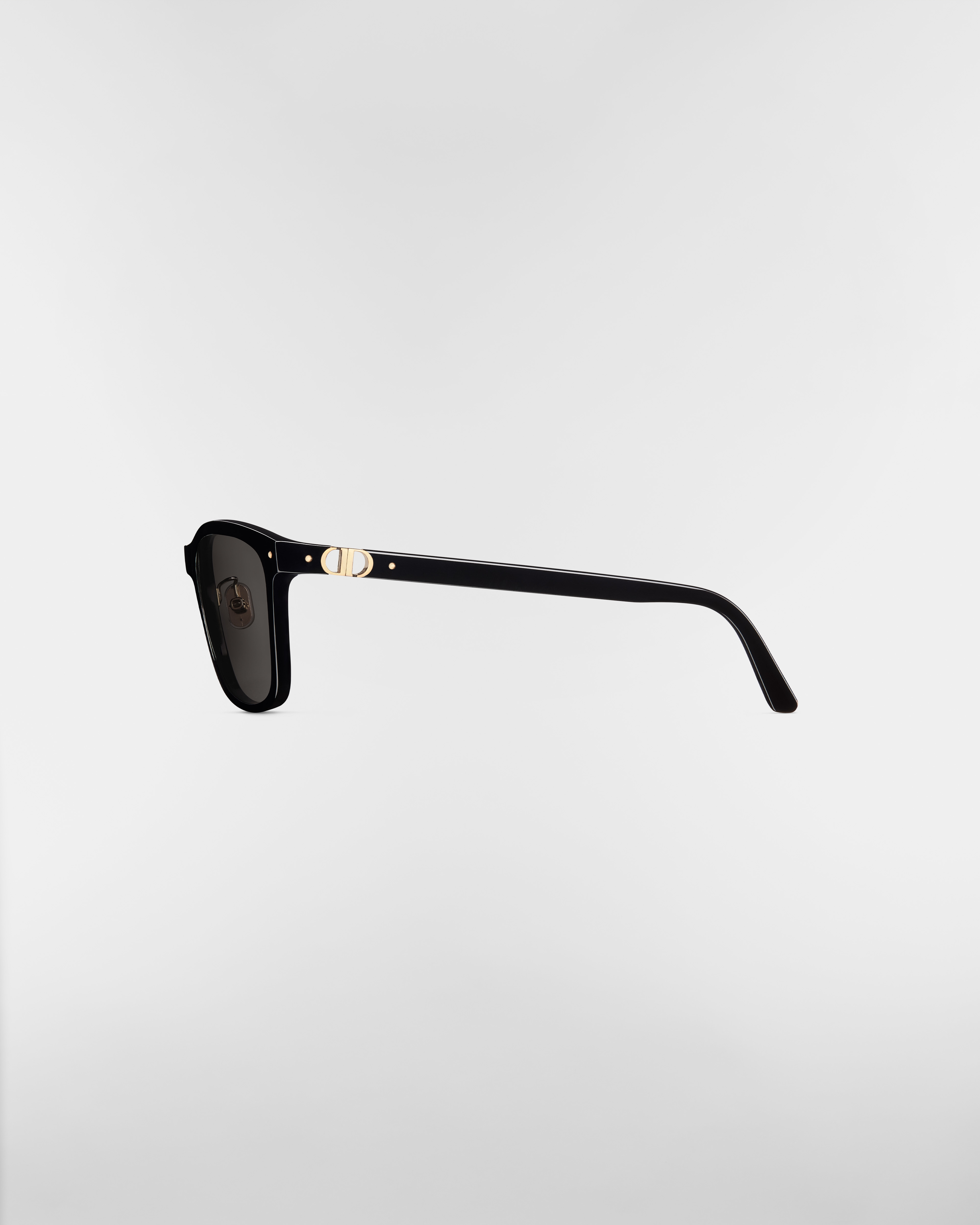 Petit CD S2F Black Square Sunglasses with Dior Lucky Gold-Finish Metal Chain E02