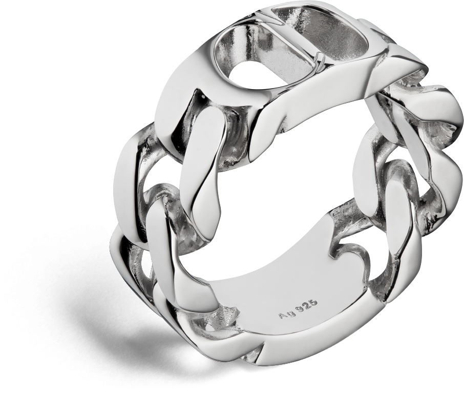 CD Icon Chain Link Ring Silver DIOR