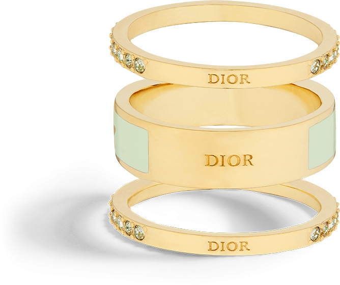 Dior Code Ring Set Gold-Finish Metal with Peridot Green Crystals and ...