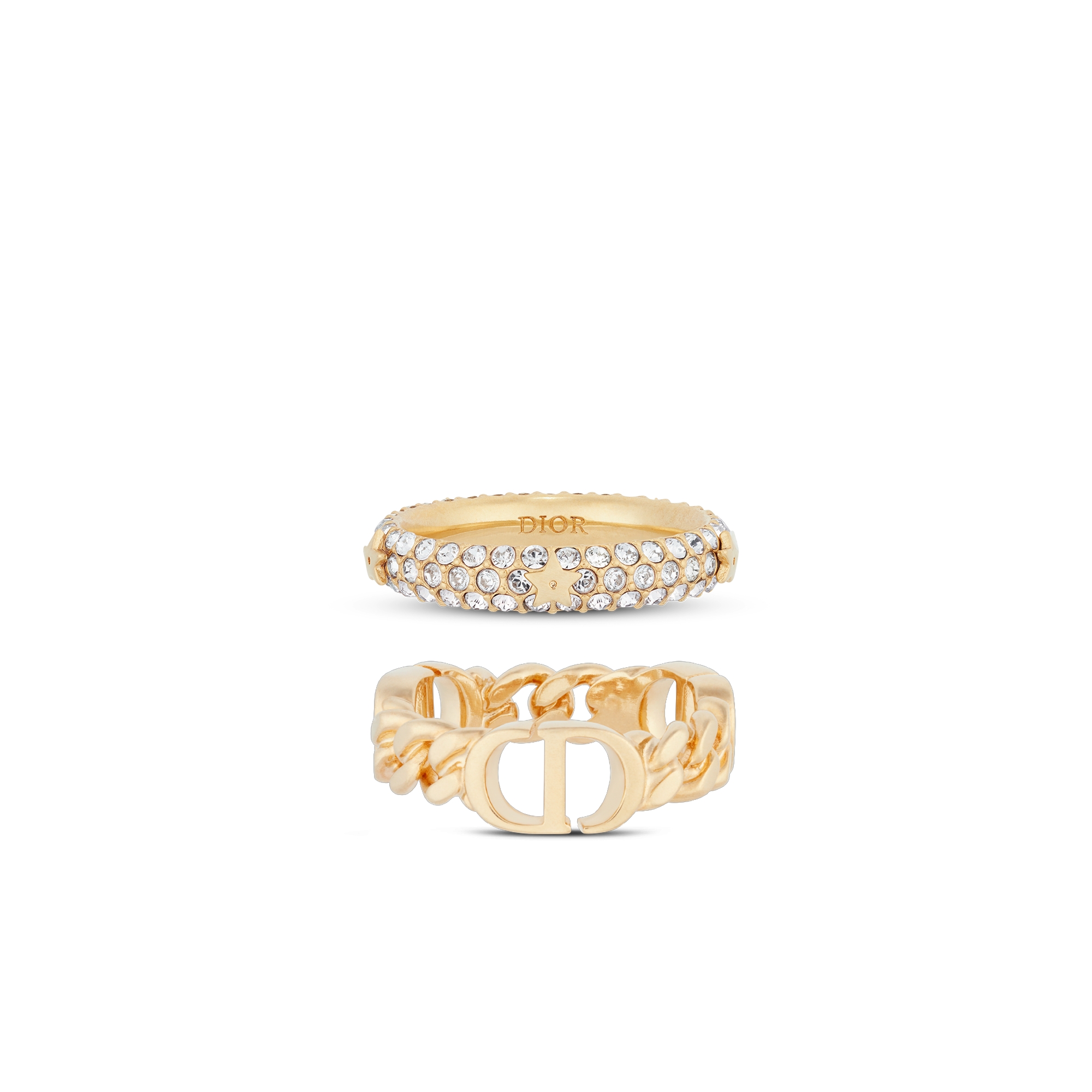 Petit CD Ringset Metall mit Gold-Finish und Kristalle in Weiß E01