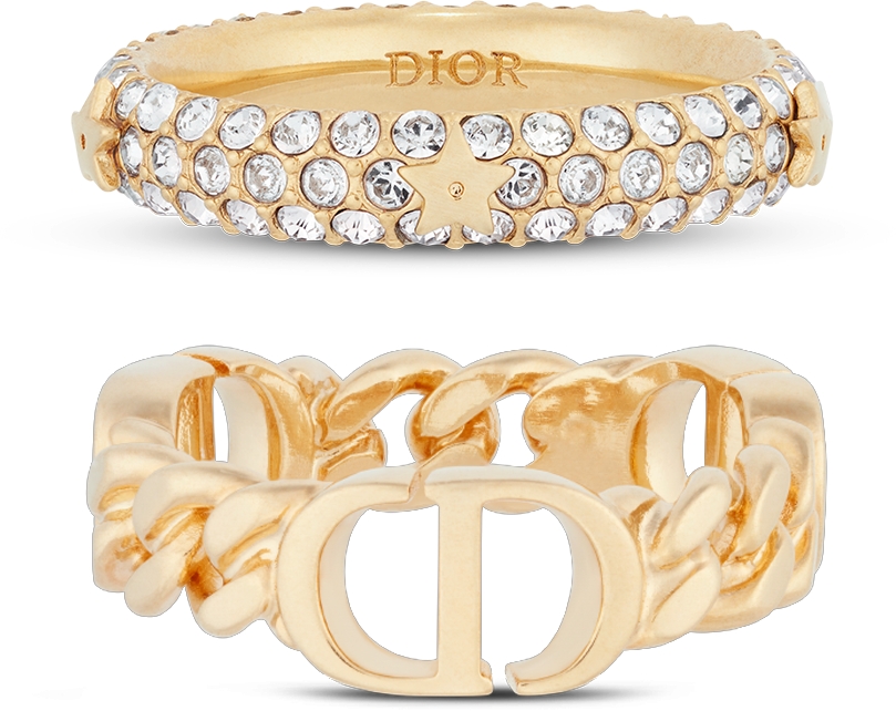 Petit CD Ring Set Gold-Finish Metal and White Crystals | DIOR