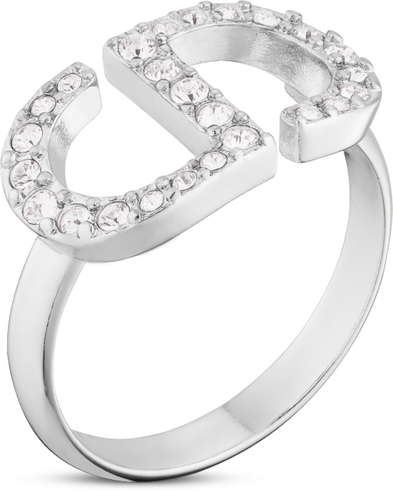 Petit CD Ring Silver-Finish Metal with White Crystals | DIOR