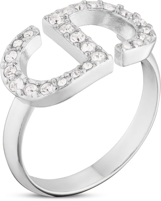Anillo Petit CD Metal plateado con cristales blancos DIOR