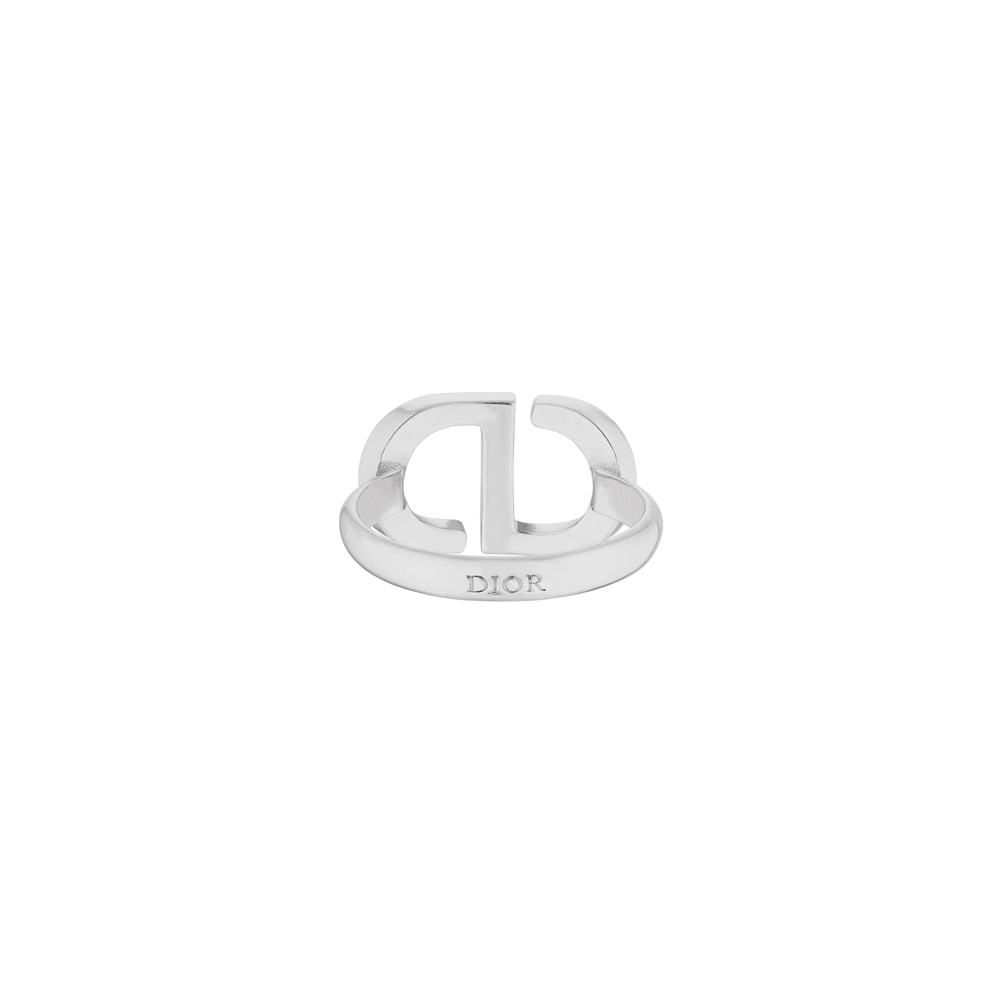 Petit CD Ring Silver-Finish Metal with White Crystals E08
