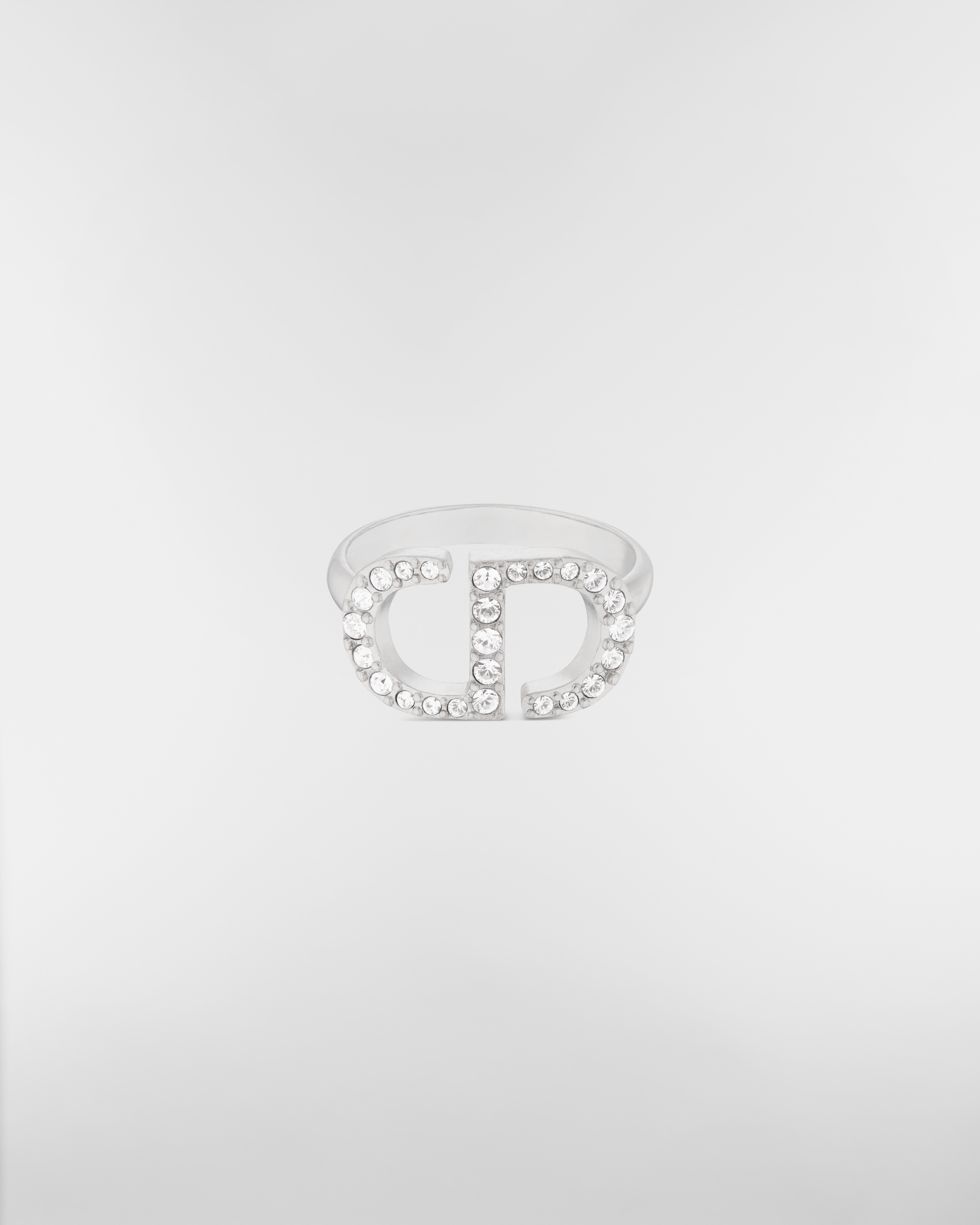 Anello Petit CD Metallo con finitura color argento con cristalli bianchi E01