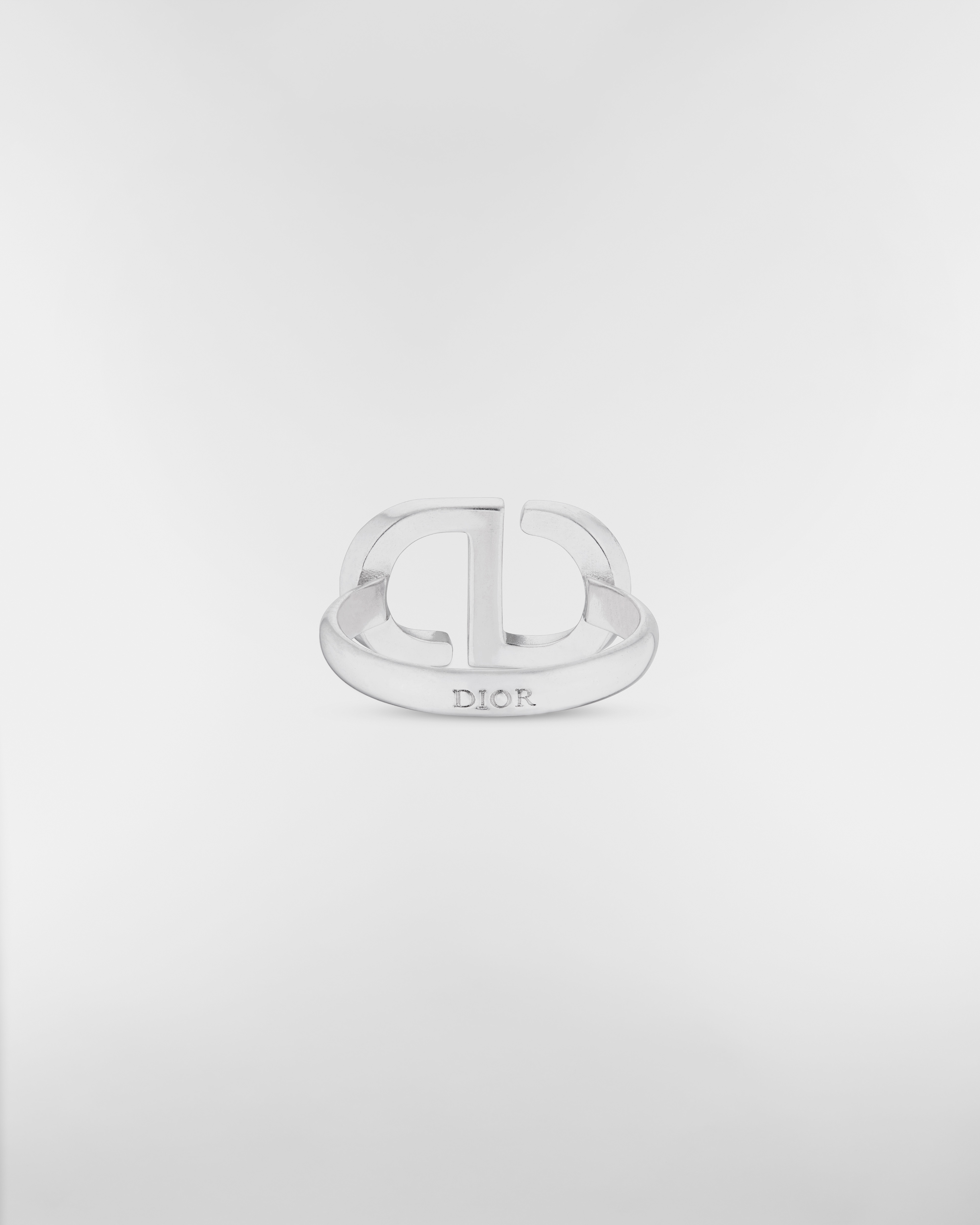 Petit CD Ring Silver-Finish Metal with White Crystals E08