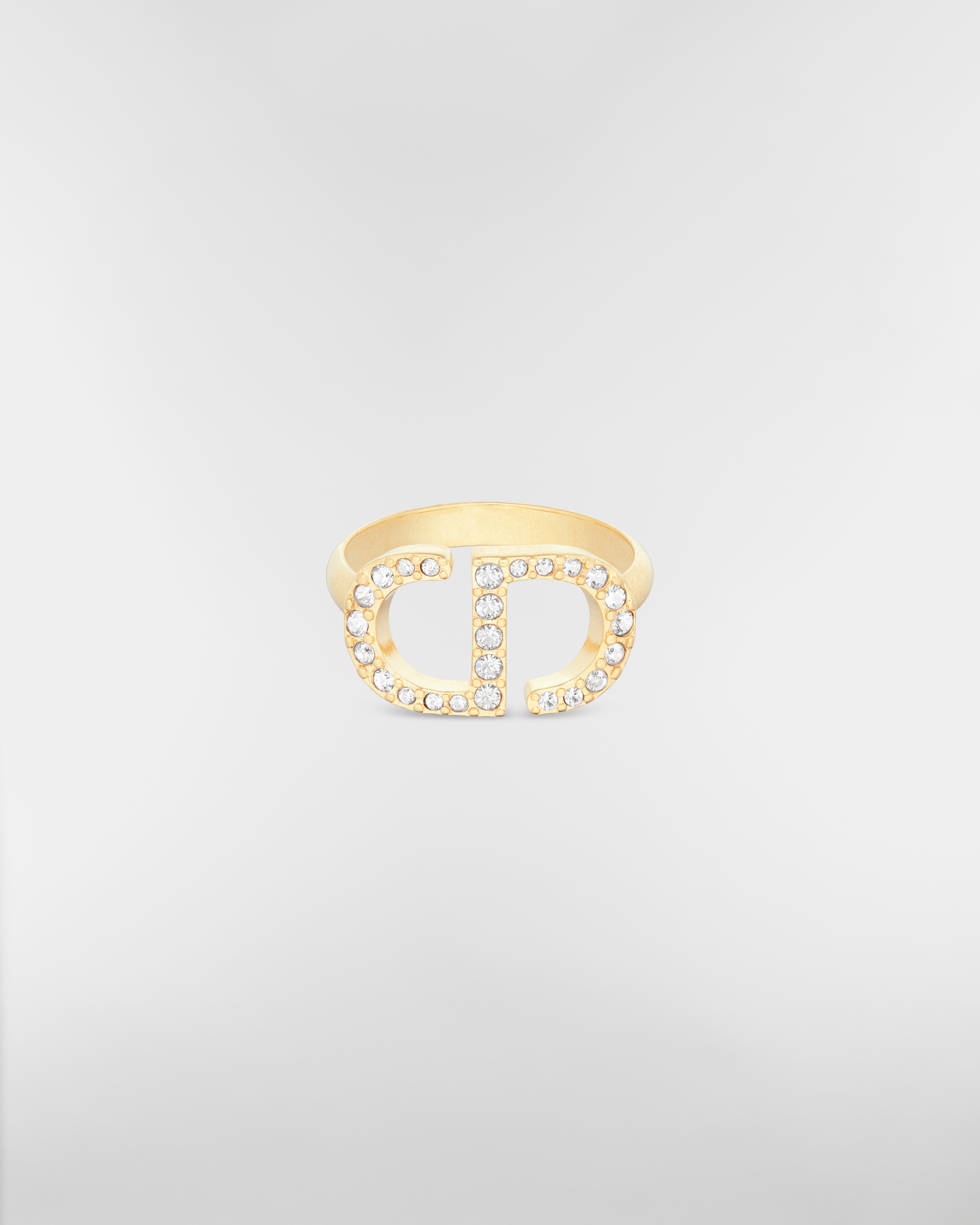 Petit CD 戒指 金色飾面金屬和銀色色調水晶 E01