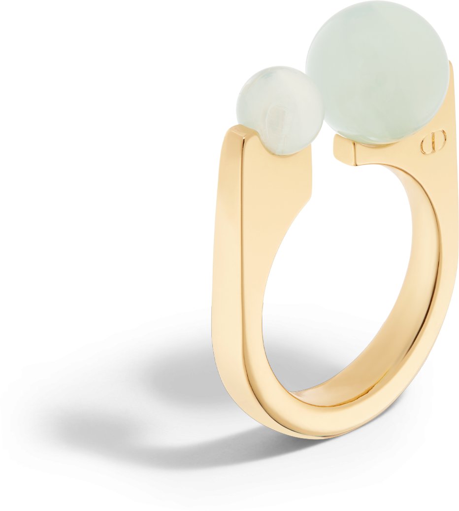 Anello Dior Tribales New Look Metallo con finitura color oro e perle in resina menta pastello DIOR