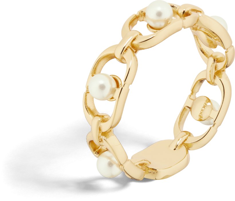 DIOR 30 Montaigne Jolie Ring Gold Finish Metal And White Resin Pearls Size L Women