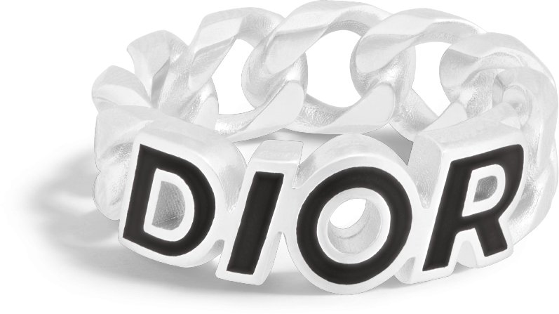 Anello a maglie Dior Italic Argento e resina nera DIOR