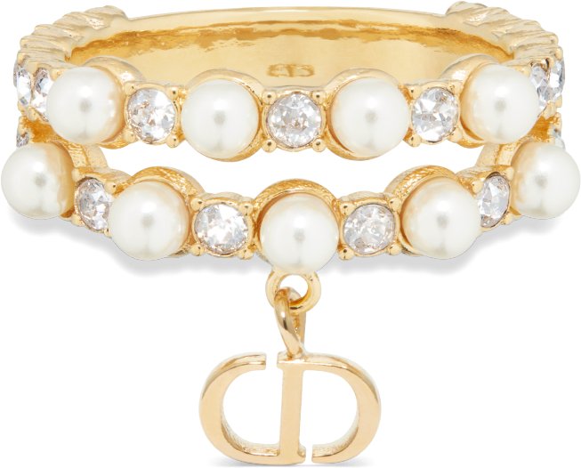 web限定セール Metal Gold-Finish Ring Treasure CD Petit with Resin White アクセサリー