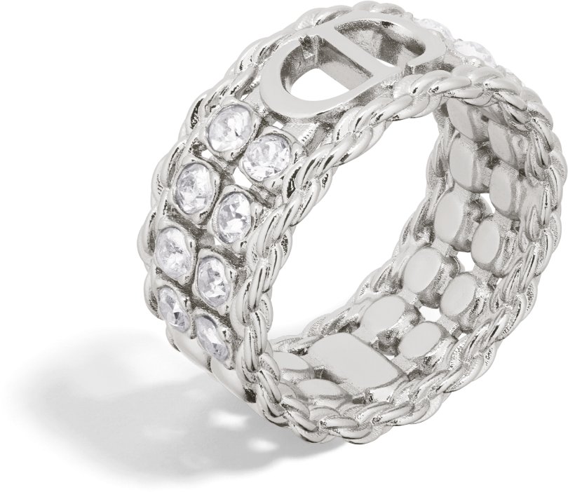 Anello Dior Sparkle Metallo con finitura color palladio e cristalli color argento DIOR