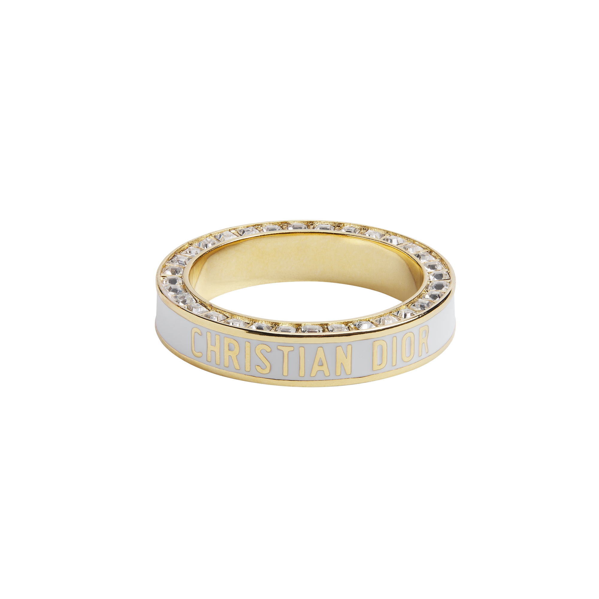Dior Night Code Ring Gold-Finish Metal, Crystals and White Lacquer E01