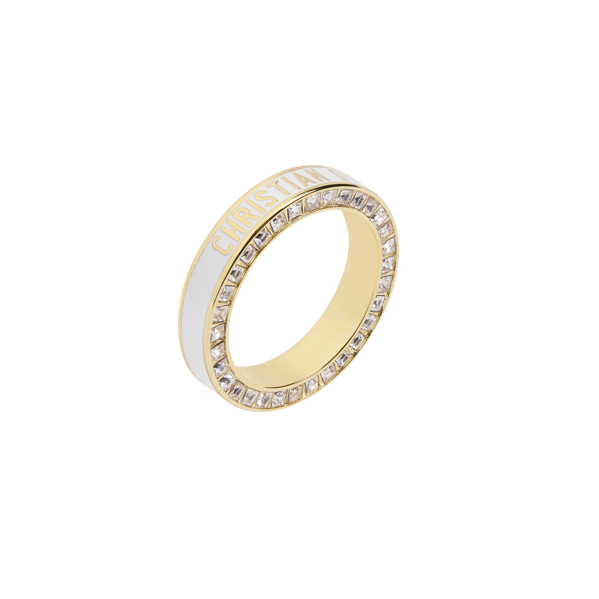 Dior Night Code Ring Gold-Finish Metal, Crystals and White Lacquer E03