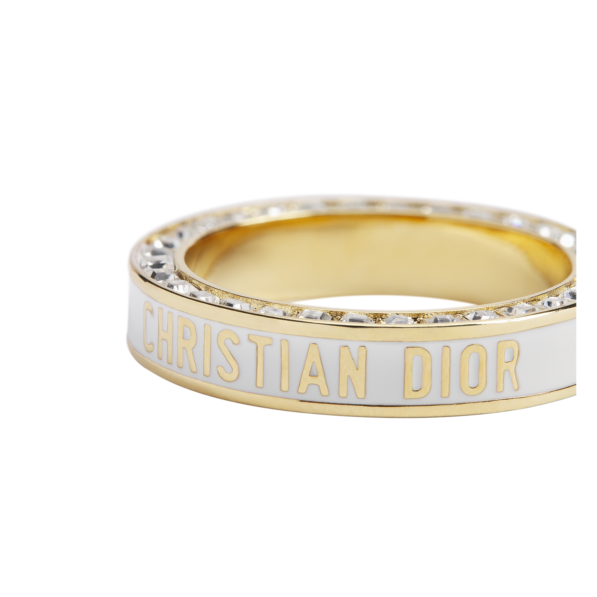 Dior Night Code Ring Gold-Finish Metal, Crystals and White Lacquer E09
