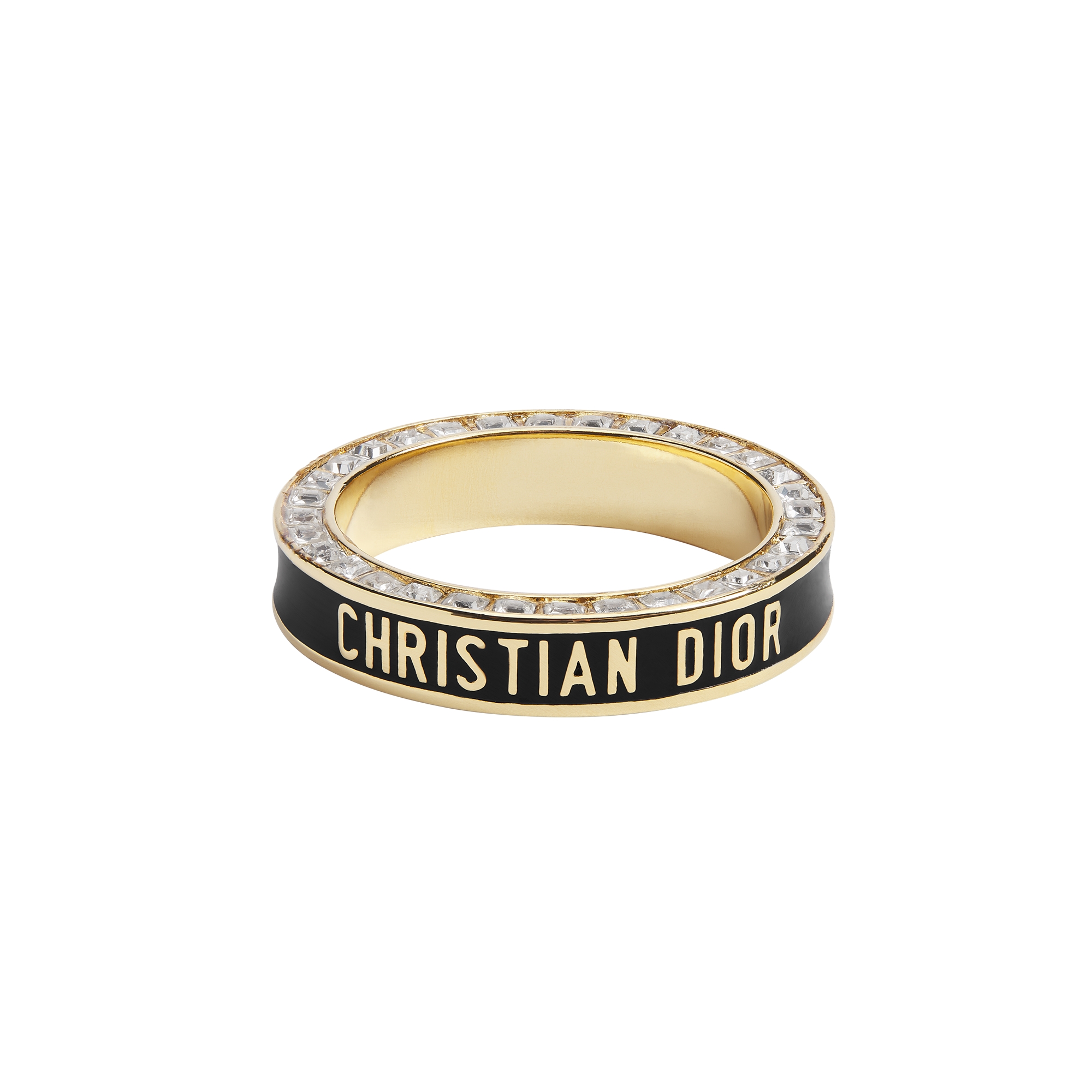 Dior Night Code Ring Gold-Finish Metal, Crystals and Black Lacquer E01