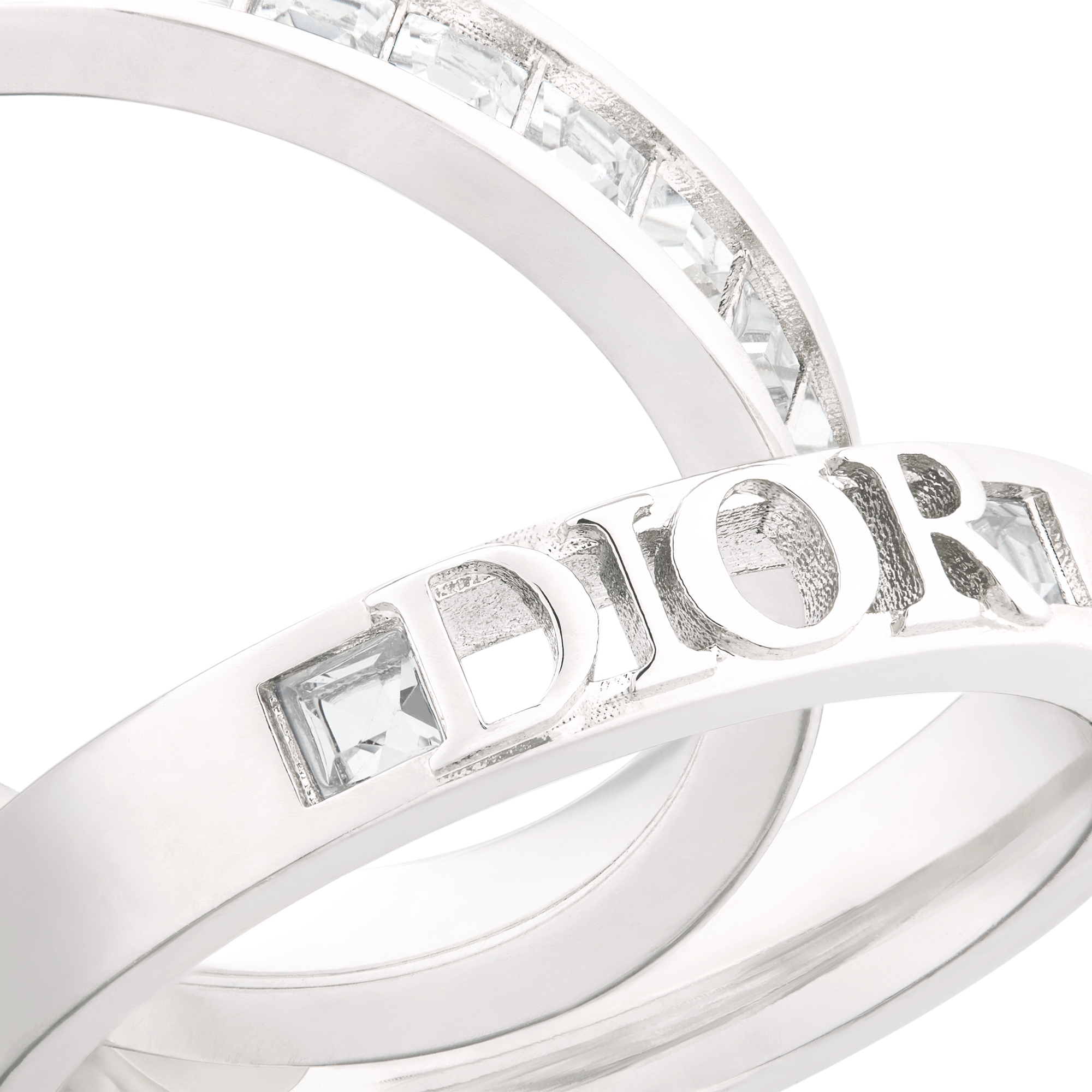 Dio(r)evolution Ring Set Silver-Finish Metal and Sparkling Crystals E09