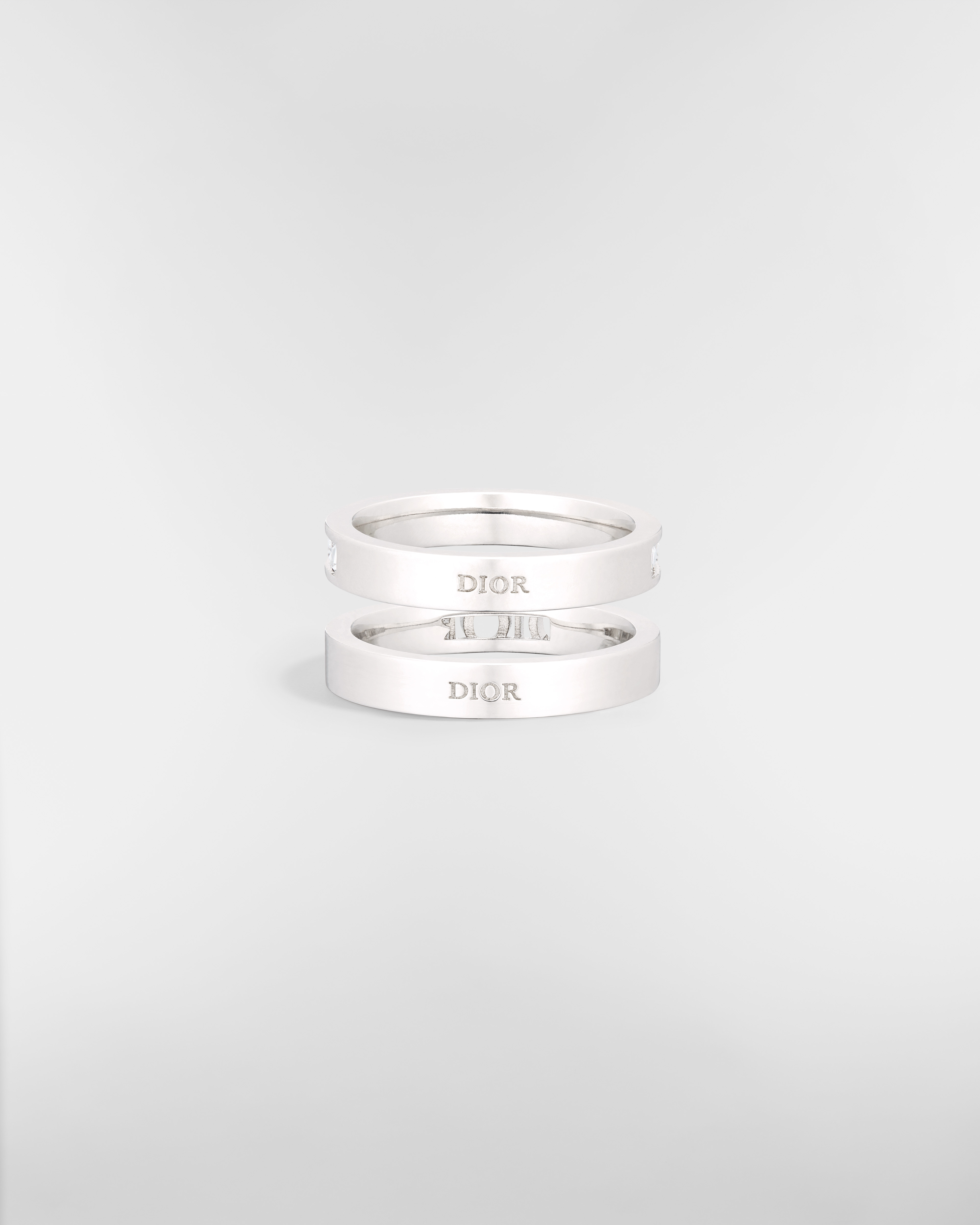 Dio(r)evolution-ringenset Metaal met zilverkleurige afwerking en fonkelende kristallen E08