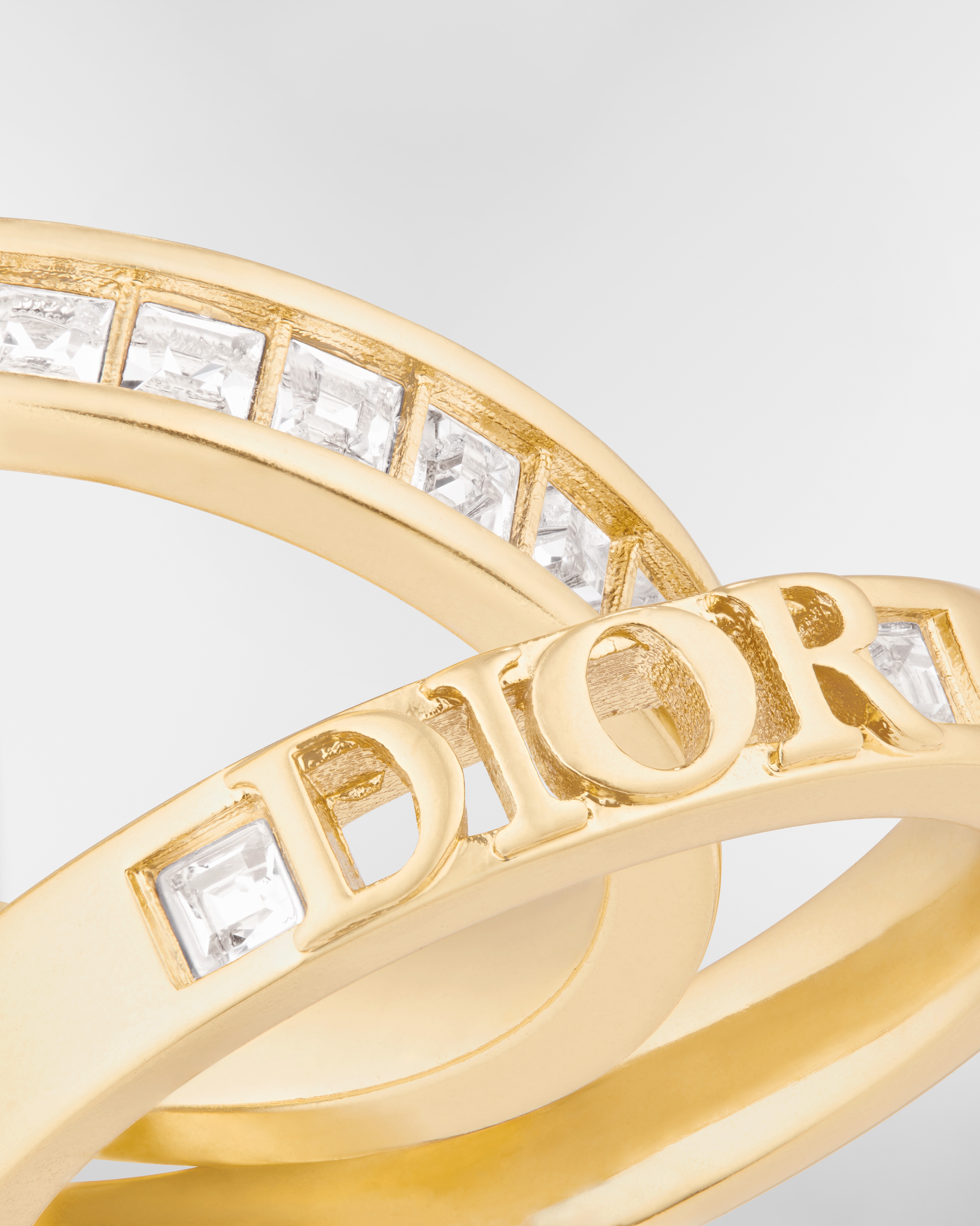 Dio(r)evolution-ringenset Metaal met goudkleurige afwerking in vintagelook en zilverkleurige kristallen E09