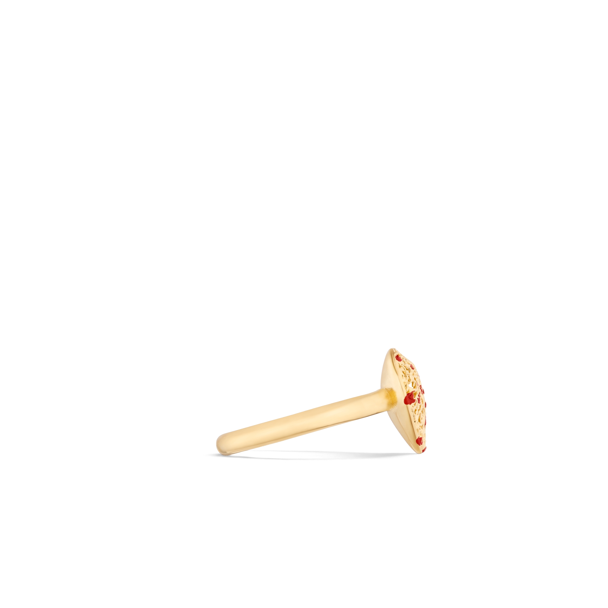 SINGULARU - Lovely Heart Red Enamel Ring. Verstelbaar. Messing met 18Kt Goud Plating. One Size. Sieraden voor Vrouwen