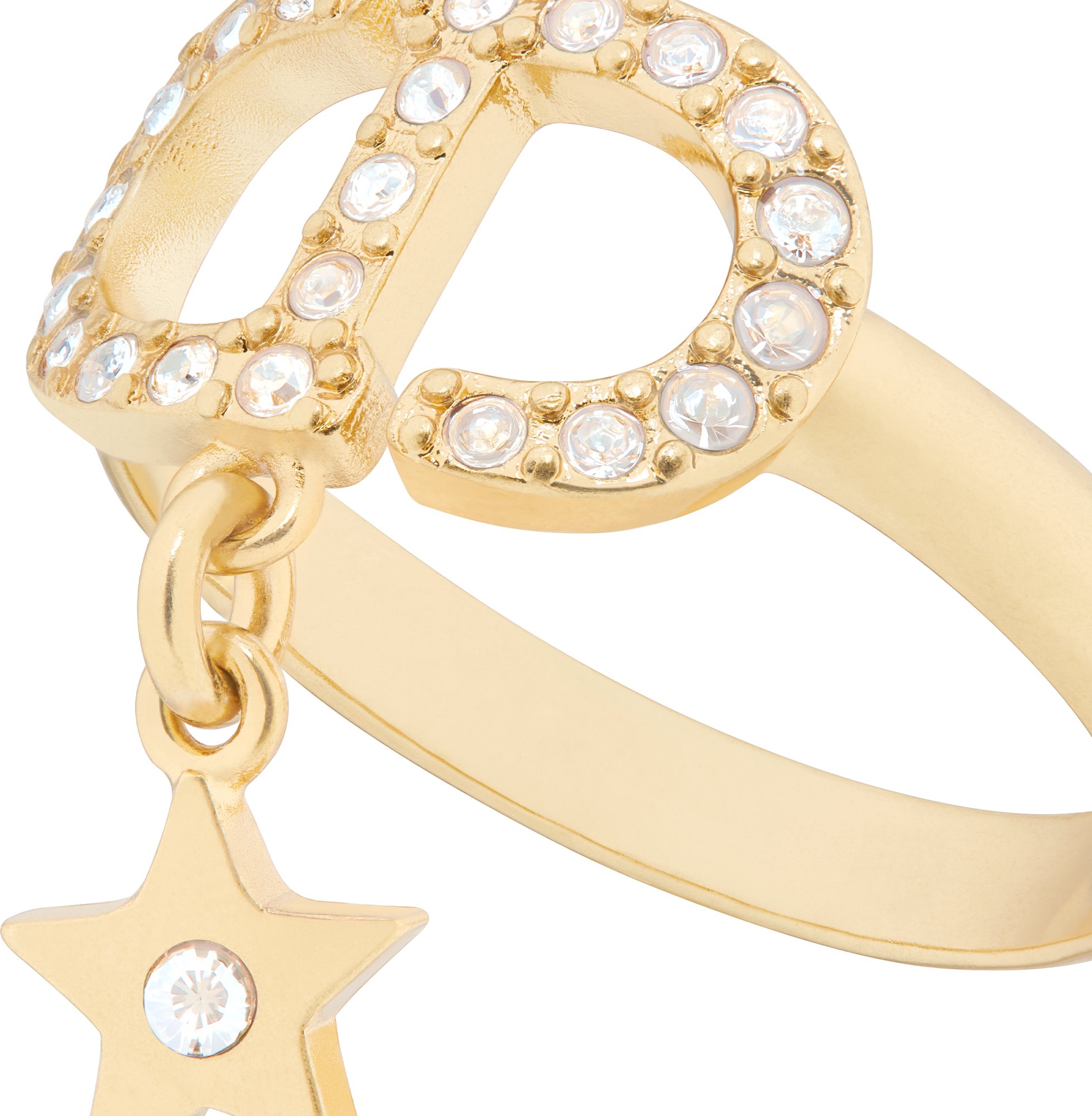 Petit CD Lucky Charms Ring Antique Gold-Finish Metal and Silver-Tone  Crystals | DIOR