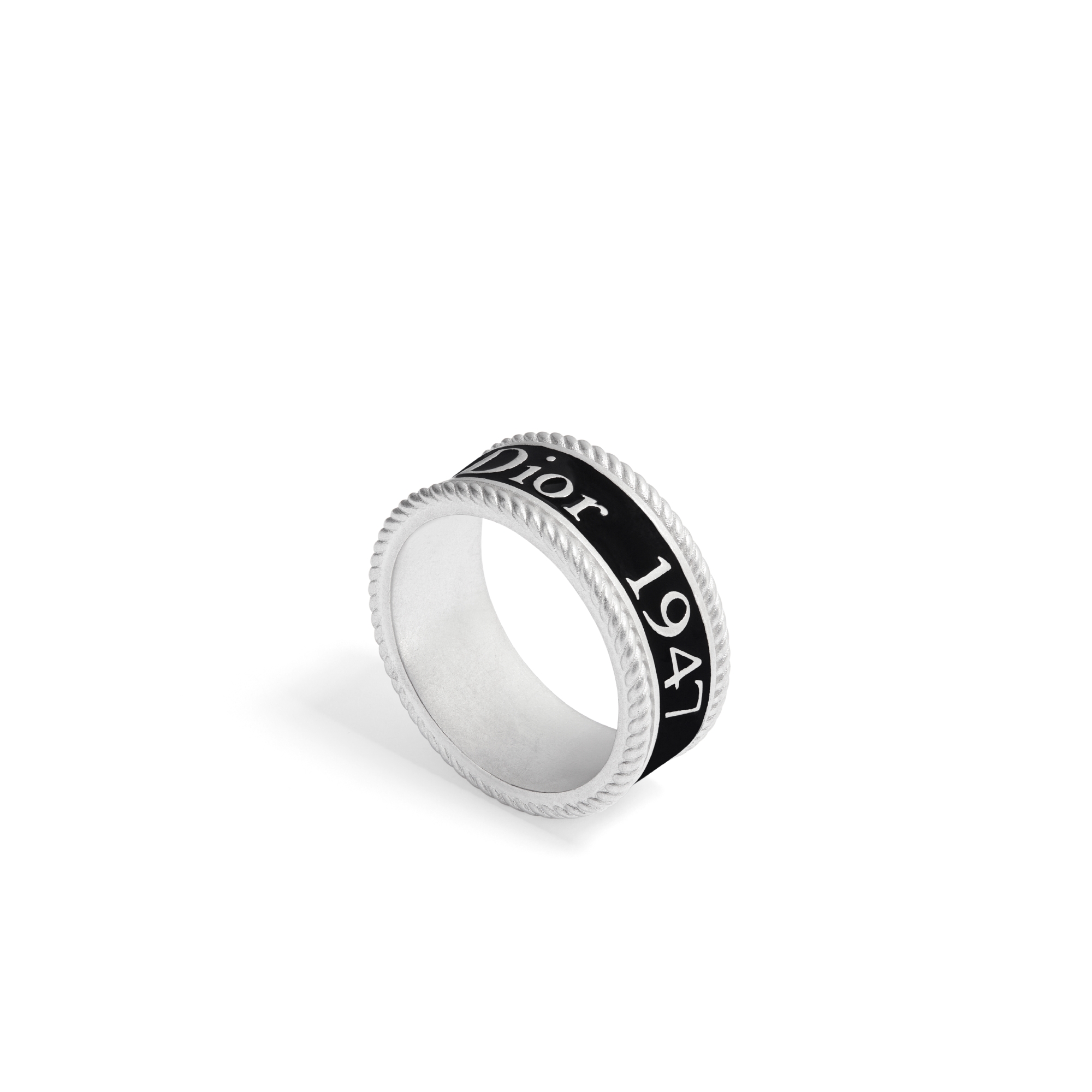 Dior Black Star Ring Silver and Black Resin E09
