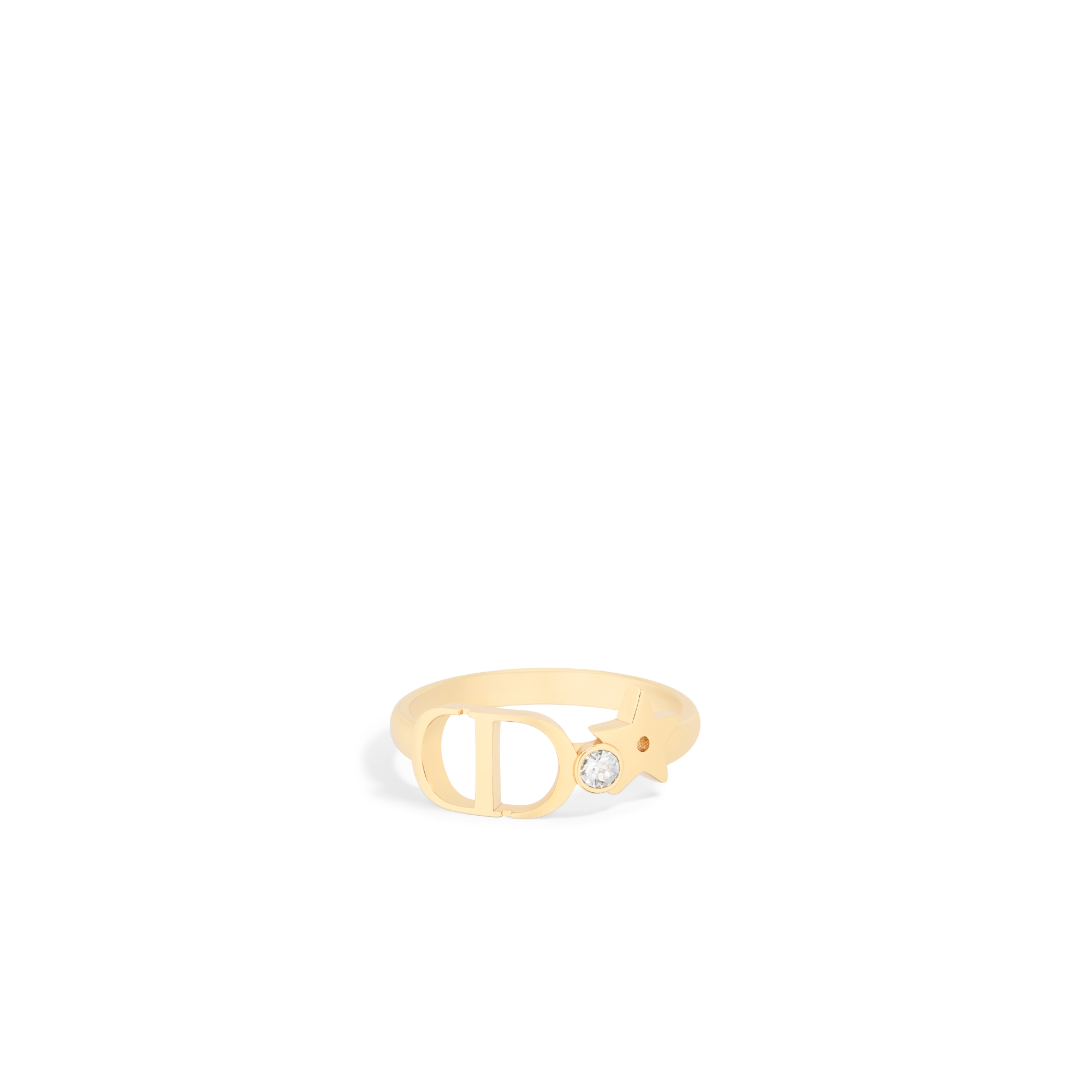 Petit CD Lucky Star Ring Gold-Finish Metal and Silver-Tone Crystal E01
