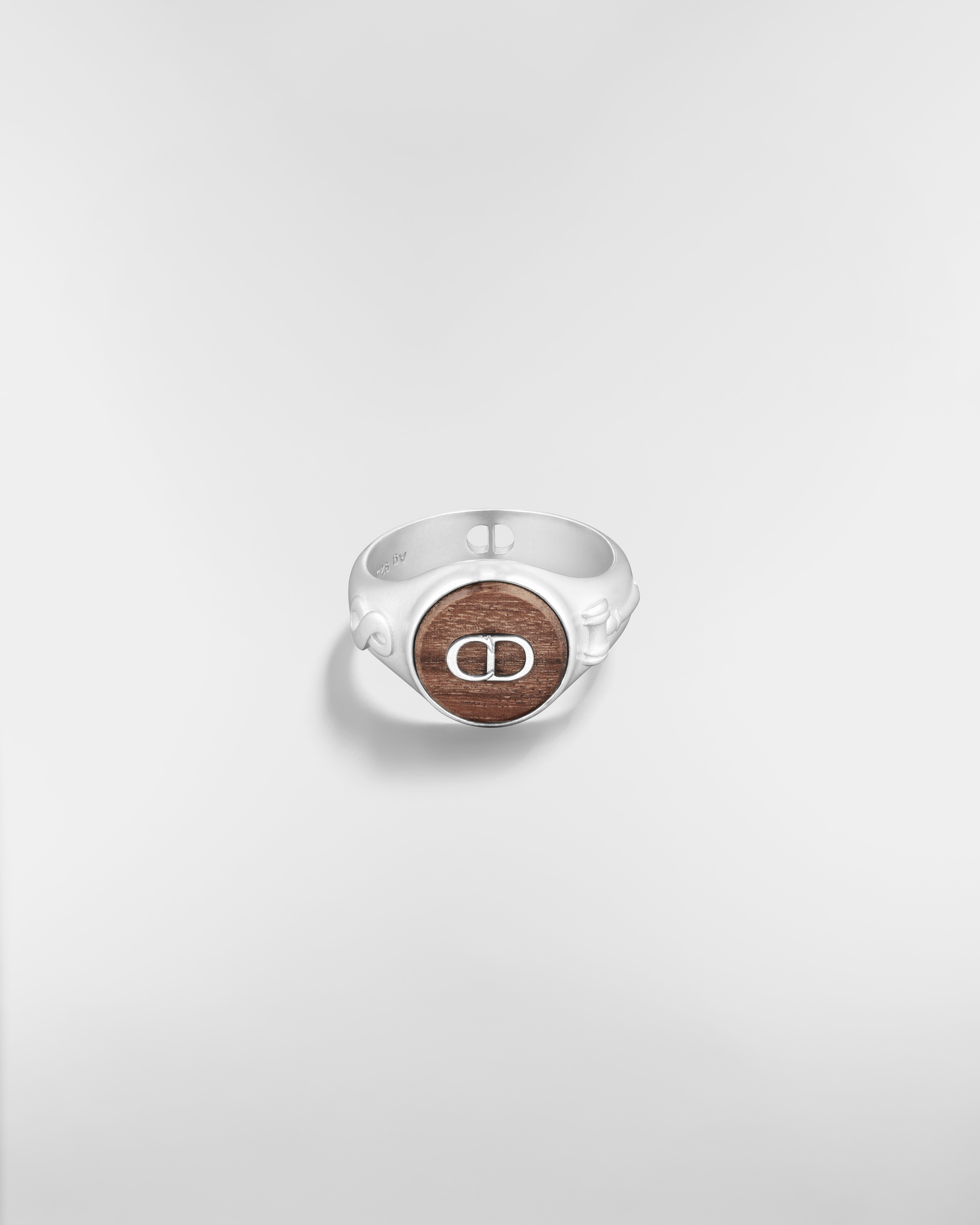 Knock on Wood Signet Ring Silver and Santos Wood E01