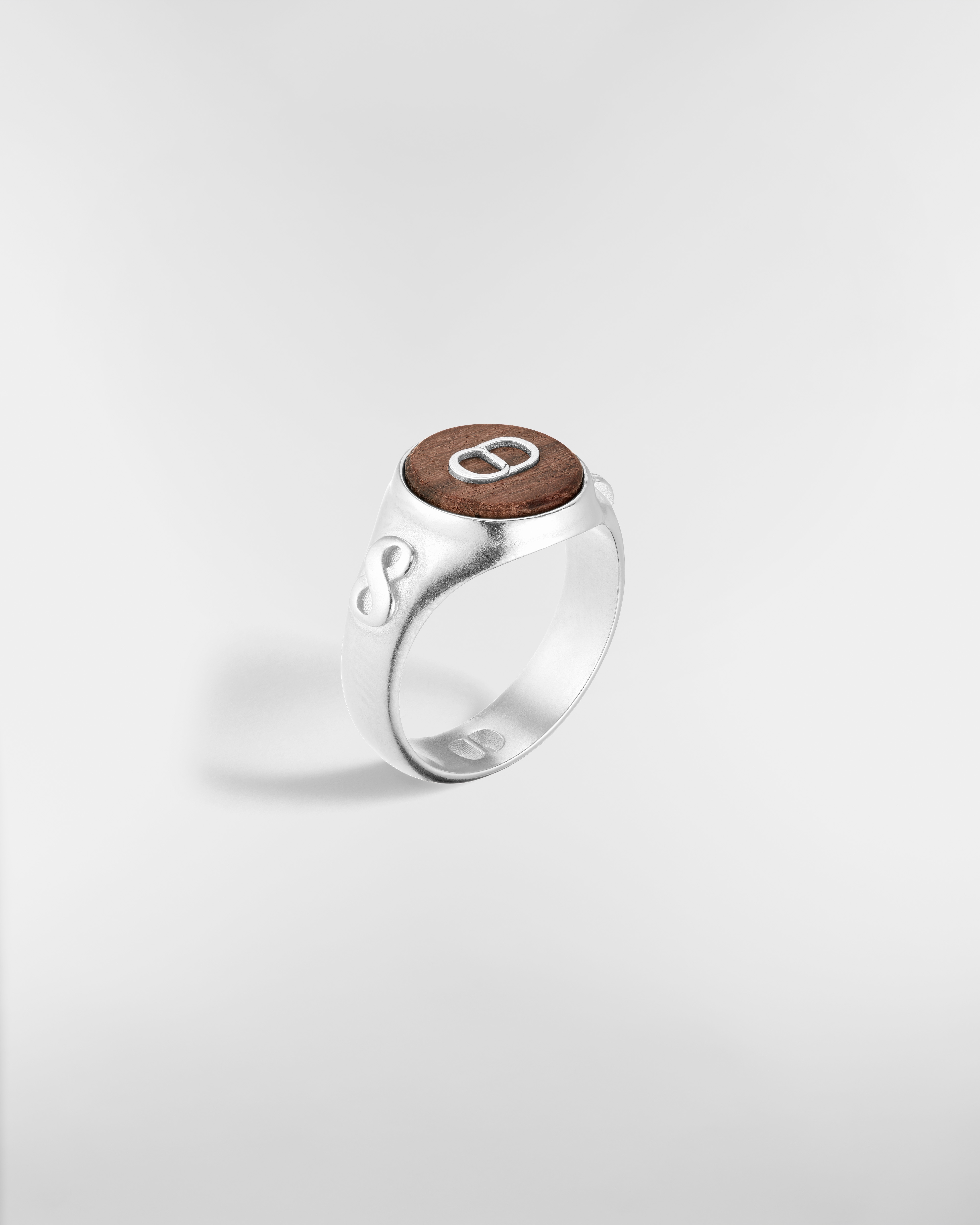 Knock on Wood Signet Ring Silver and Santos Wood E03