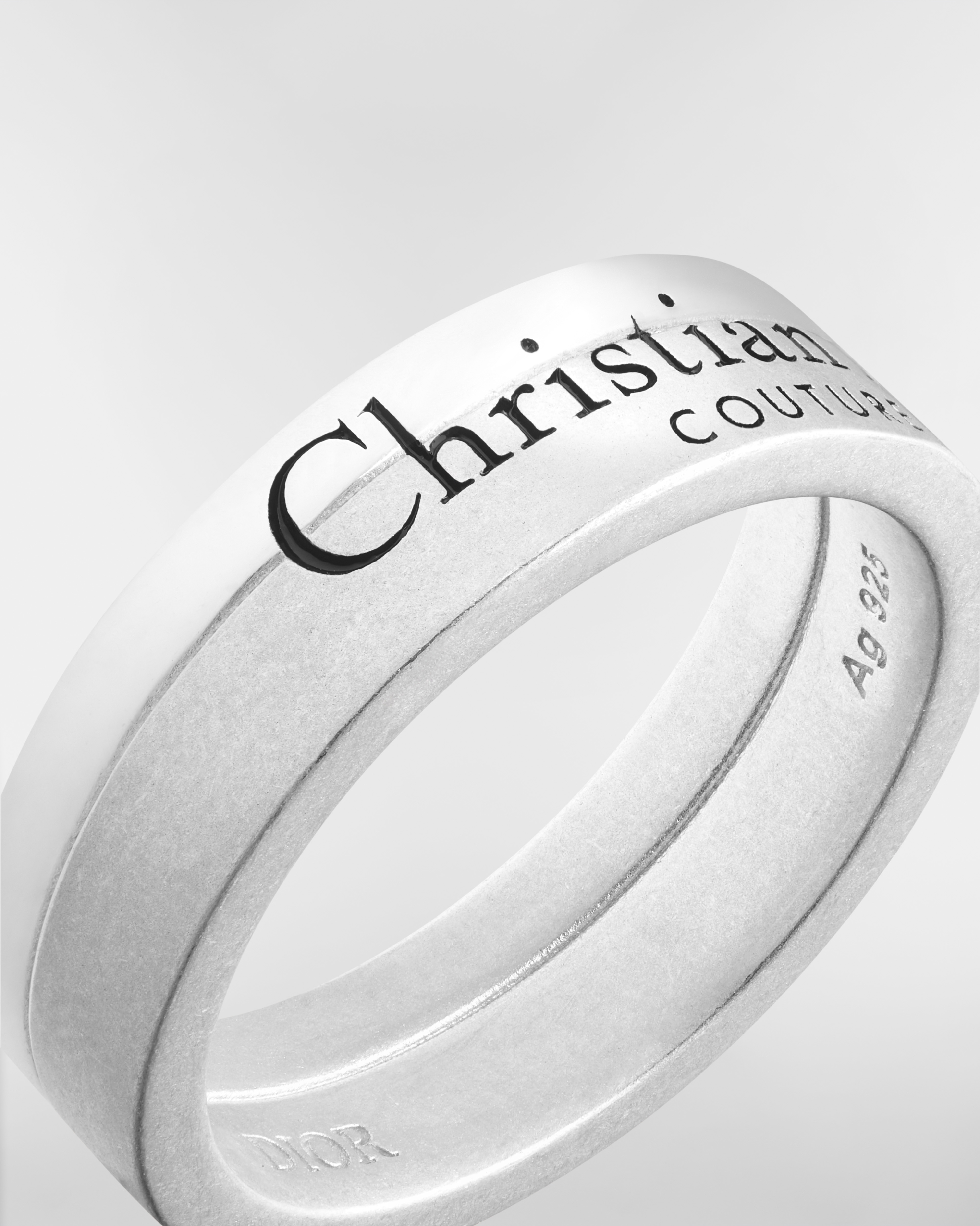 Christian Dior Couture Cut Ring Silver and Black Resin E09