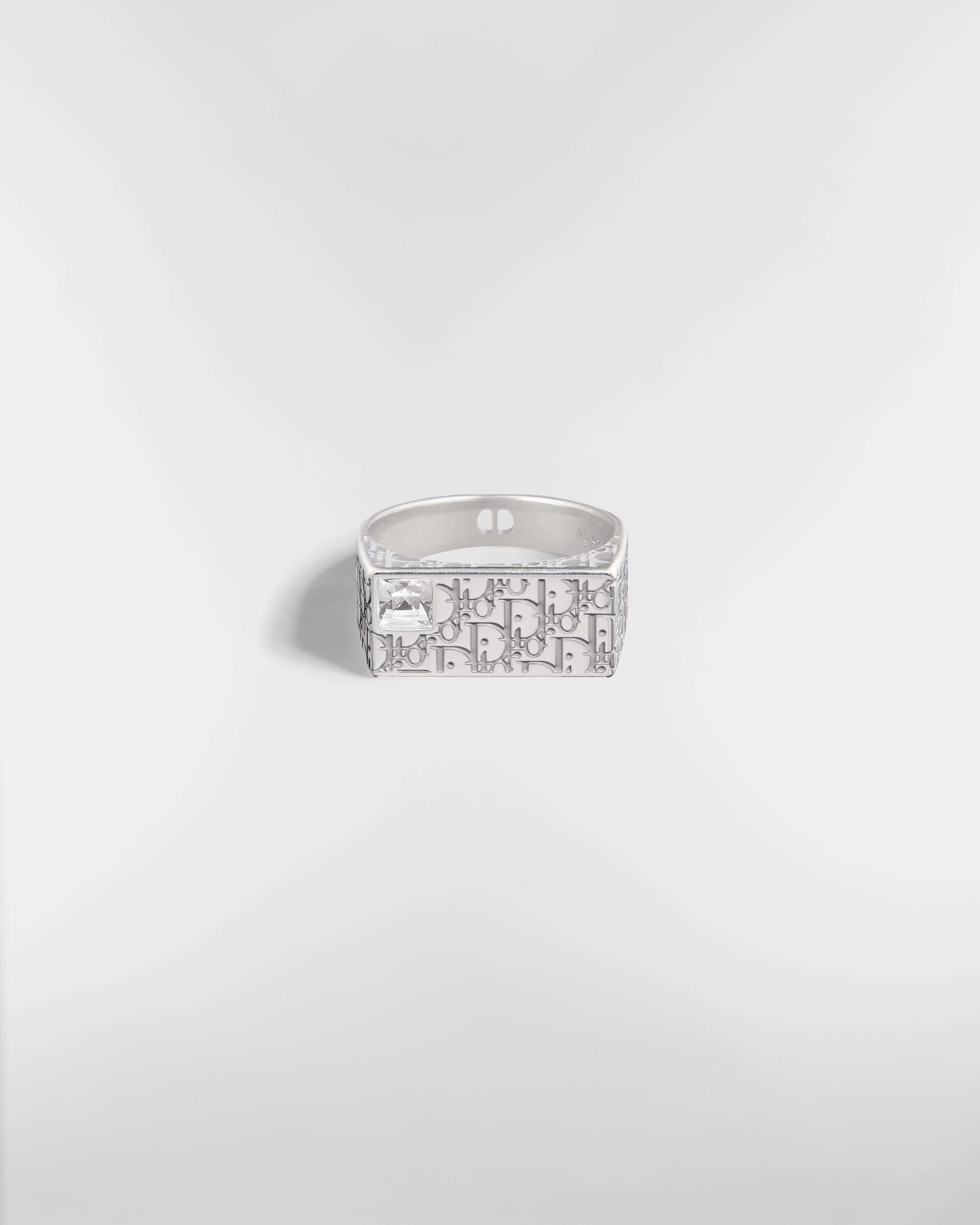 Dior Sparkle-zegelring Zilver, wit kristal en grijze hars E01