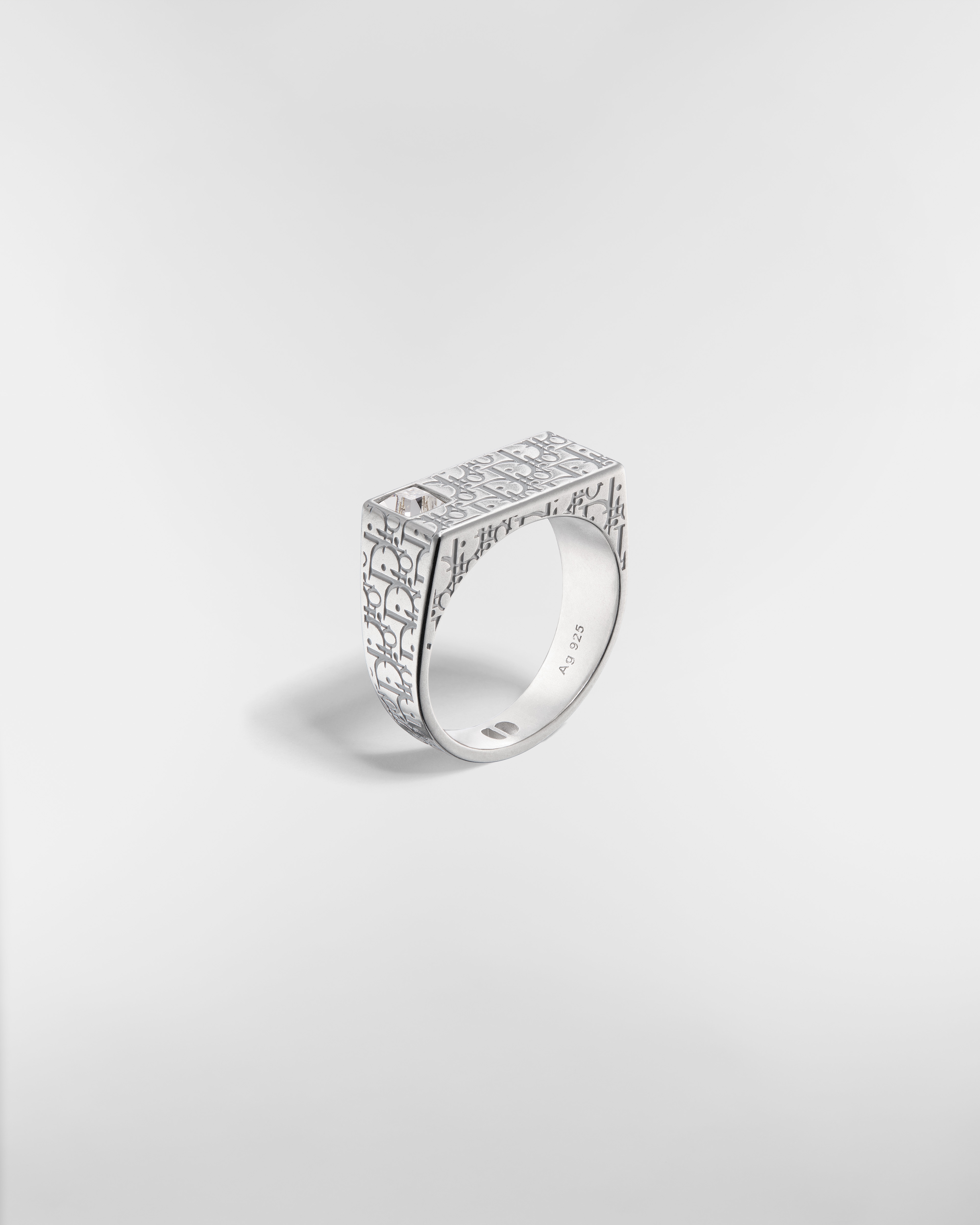 Dior Sparkle-zegelring Zilver, wit kristal en grijze hars E03