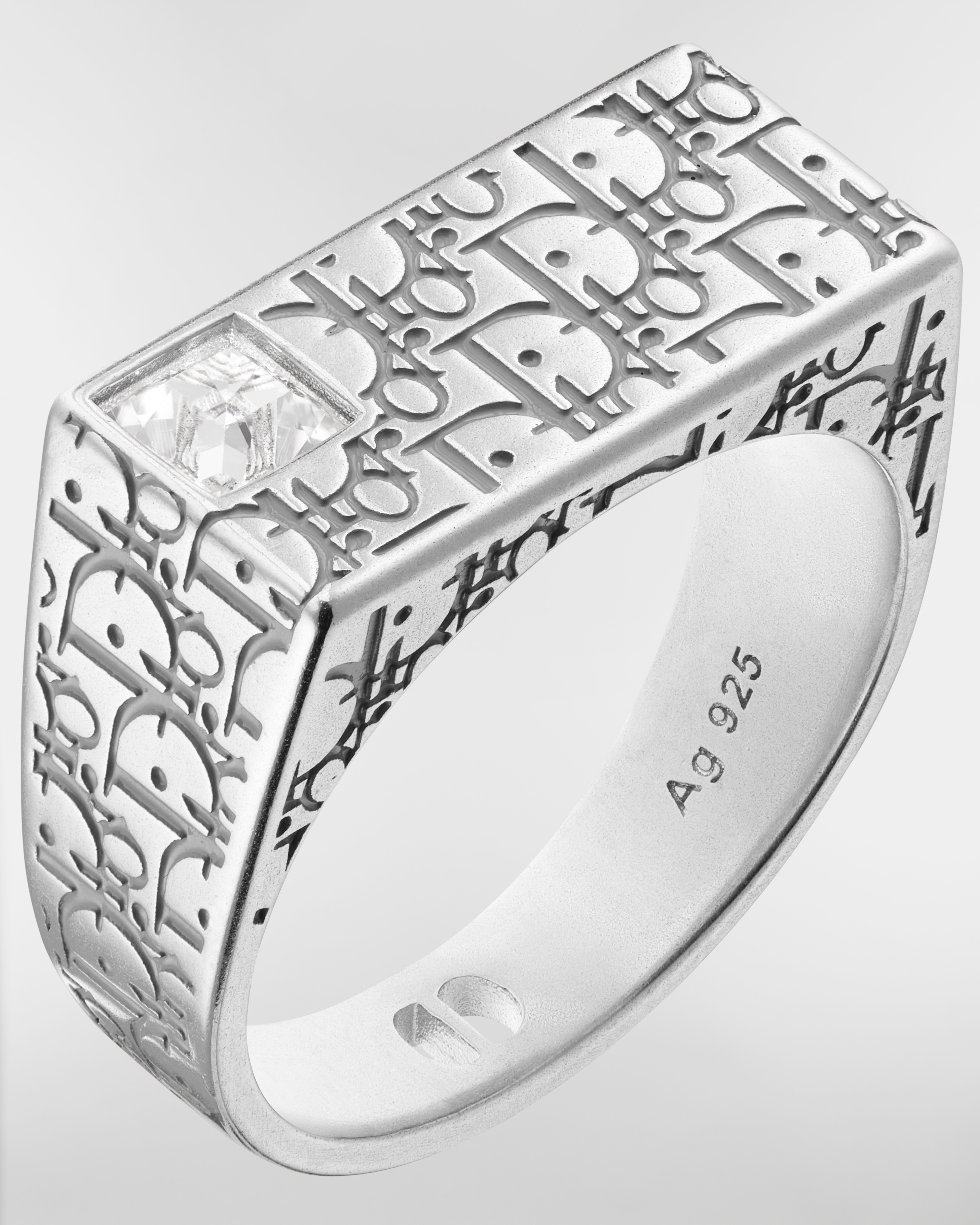 Dior Sparkle Siegelring Silber, Kristall in Weiß und Kunstharz in Grau E09