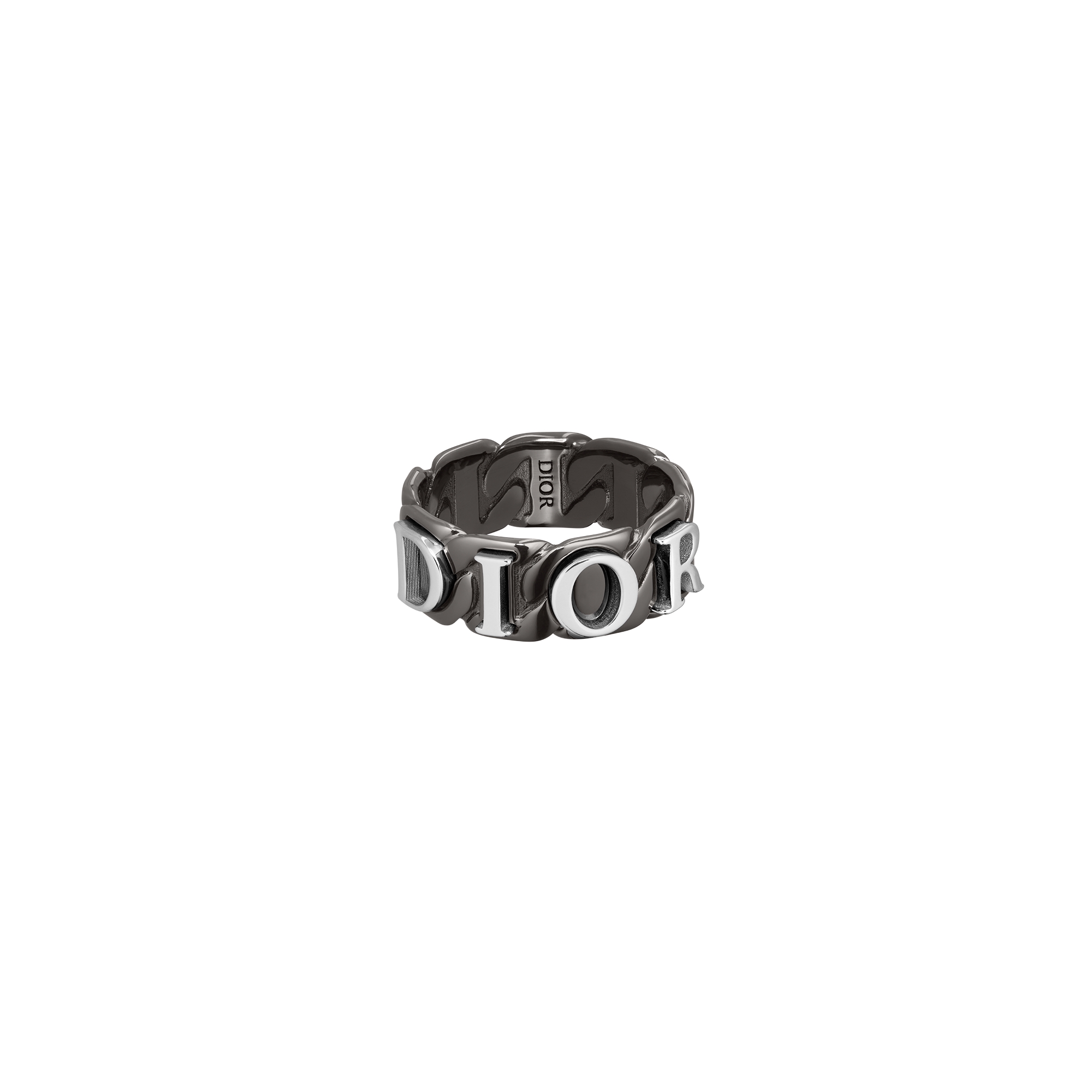 Dior Contrast Chain Link Ring Ruthenium-Finish Silver and Sterling Silver E01