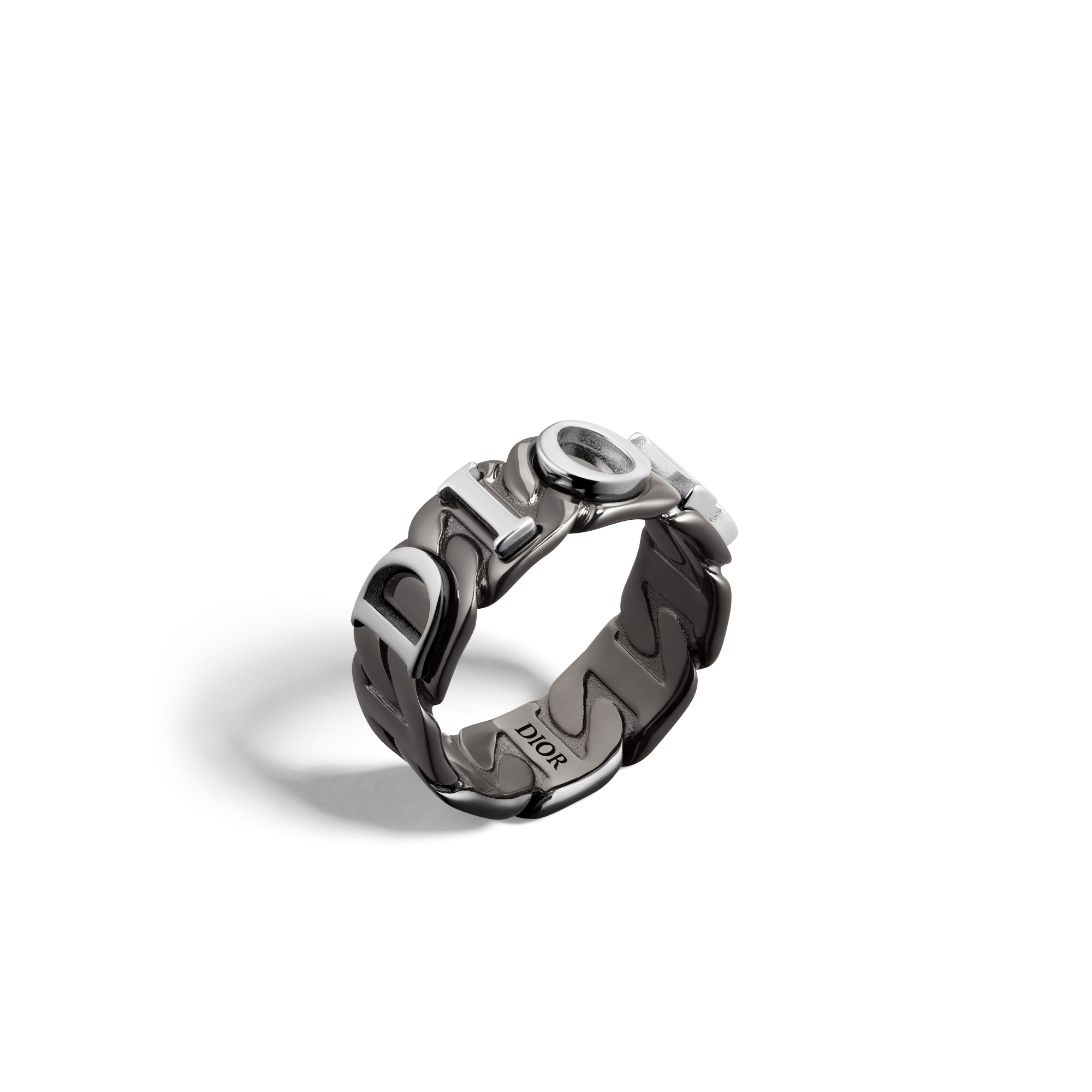 Dior Contrast Chain Link Ring Ruthenium-Finish Silver and Sterling Silver E03