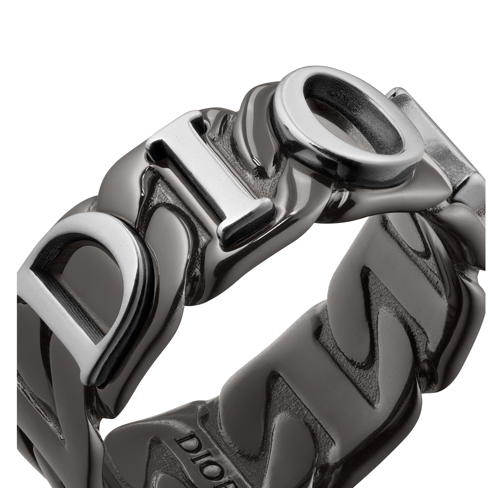 Dior Contrast Chain Link Ring Ruthenium-Finish Silver and Sterling Silver E09
