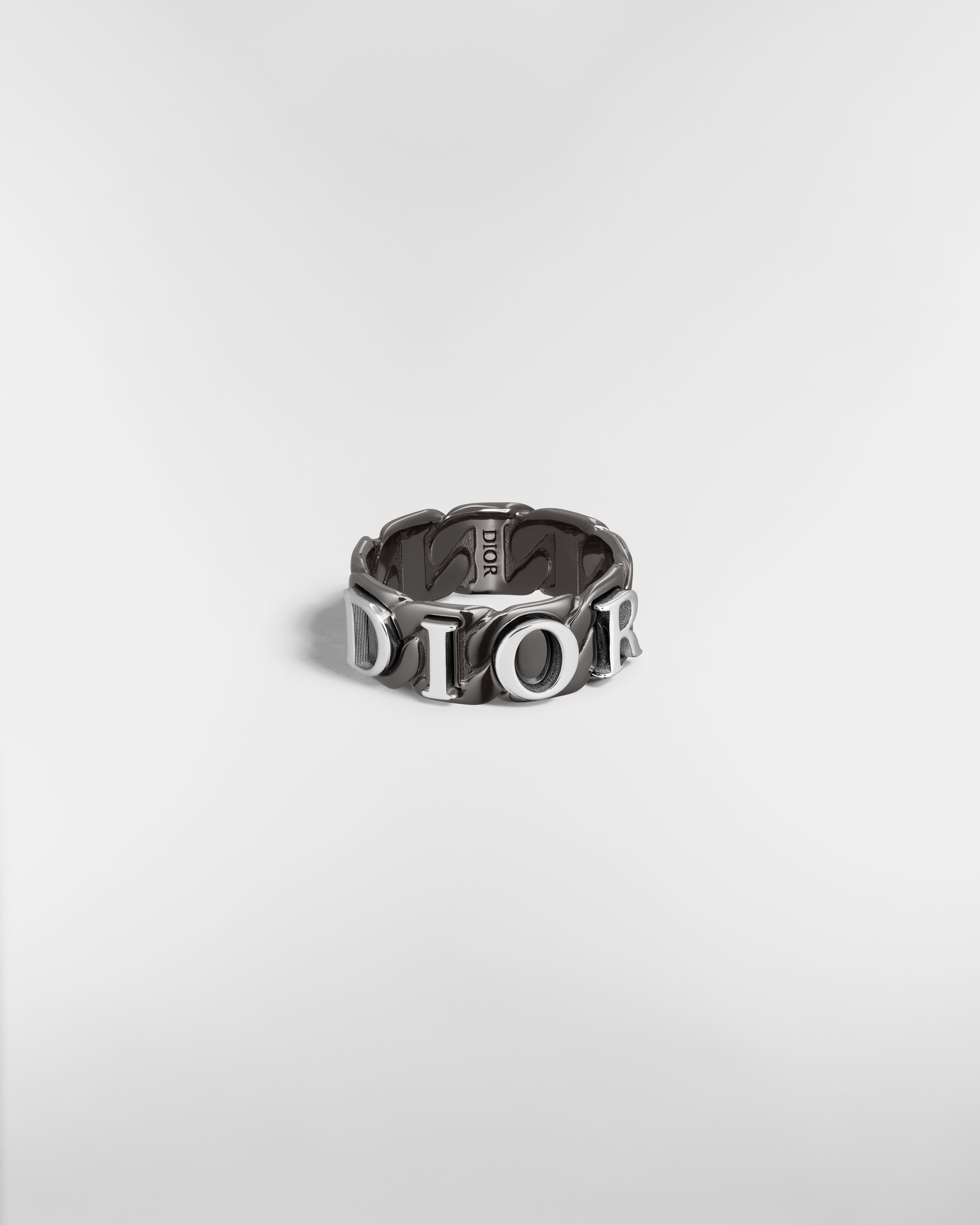 Dior Contrast Chain Link Ring Ruthenium-Finish Silver and Sterling Silver E01