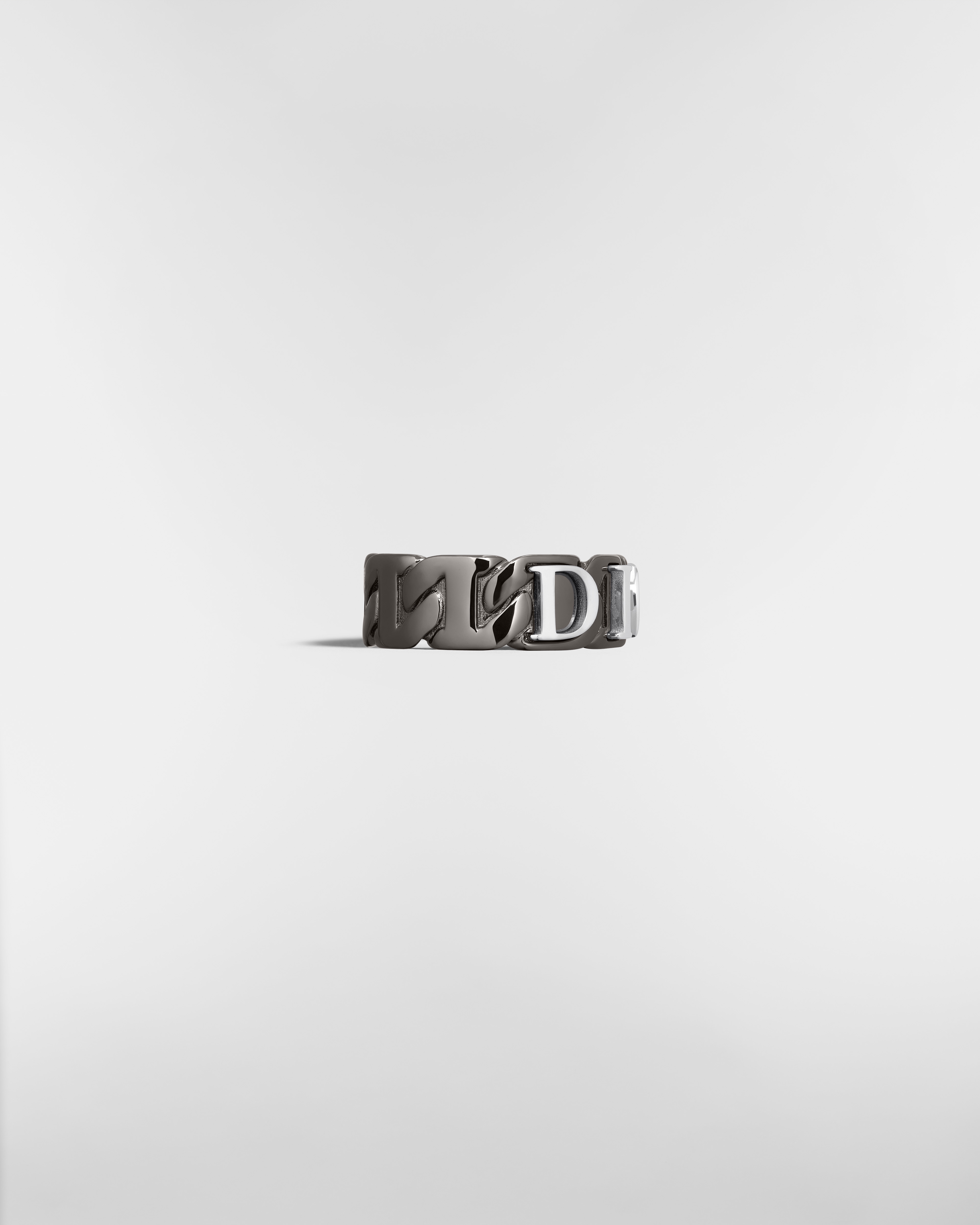 Dior Contrast Chain Link Ring Ruthenium-Finish Silver and Sterling Silver E02