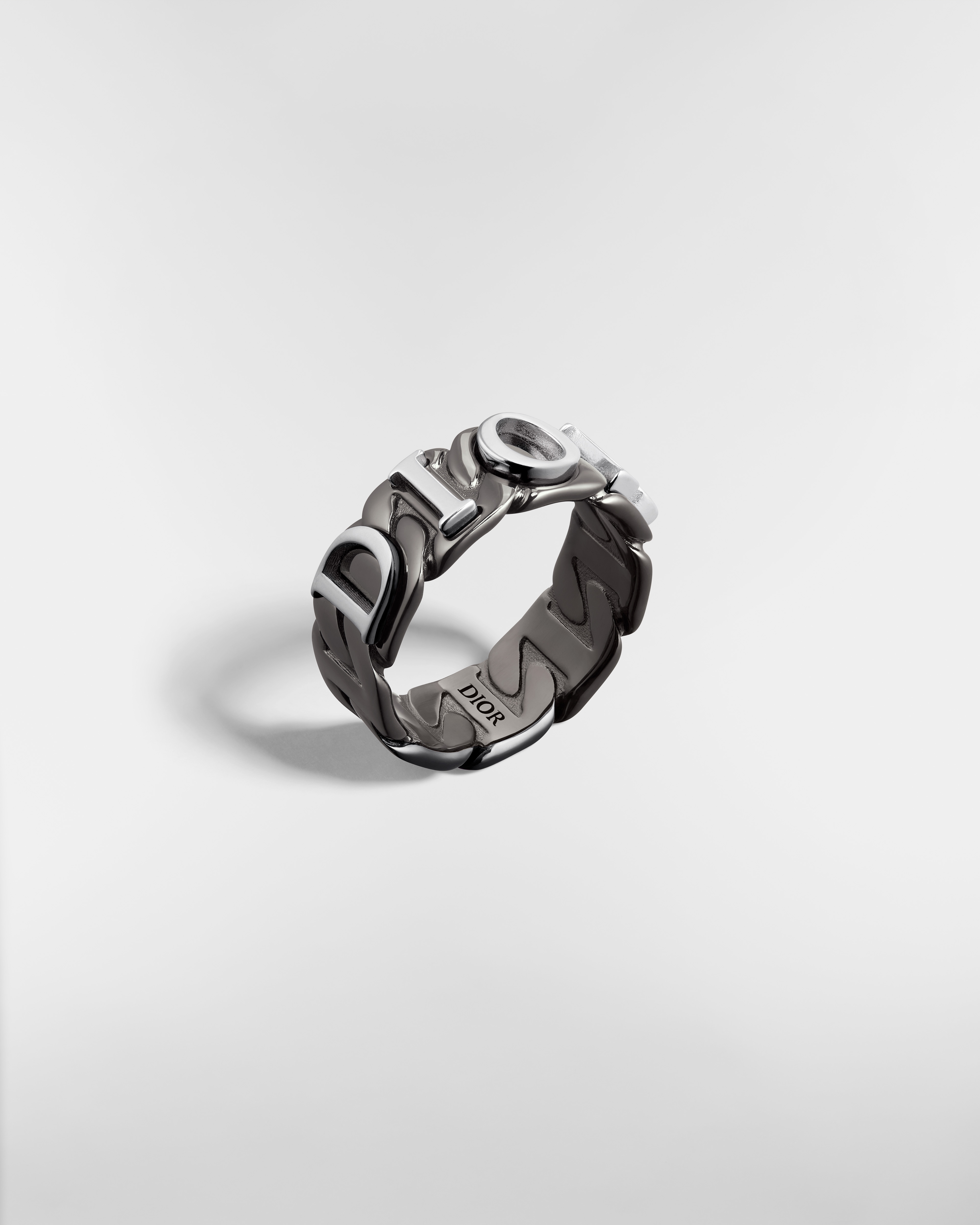 Dior Contrast Chain Link Ring Ruthenium-Finish Silver and Sterling Silver E03