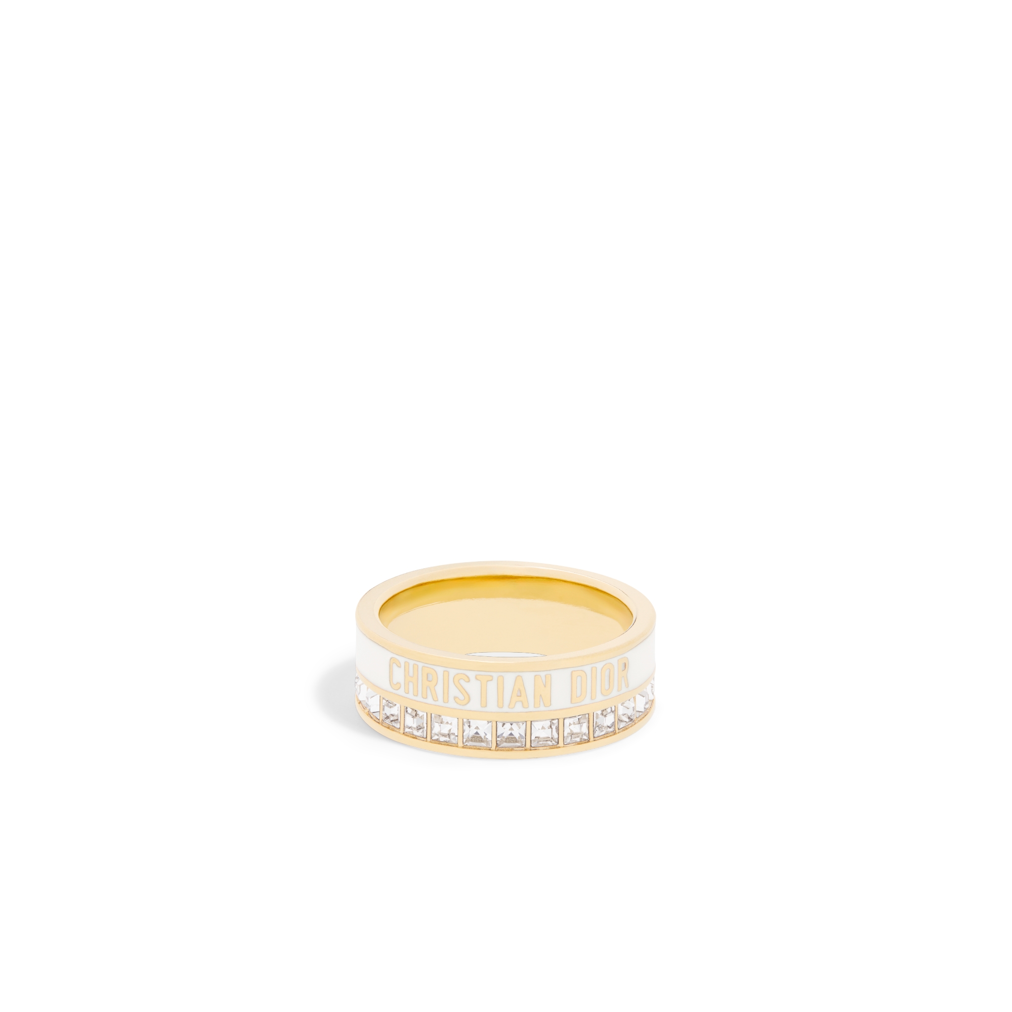 Dior Night Code-ring Metaal met goudkleurige afwerking, fonkelende kristallen en witte lak E01