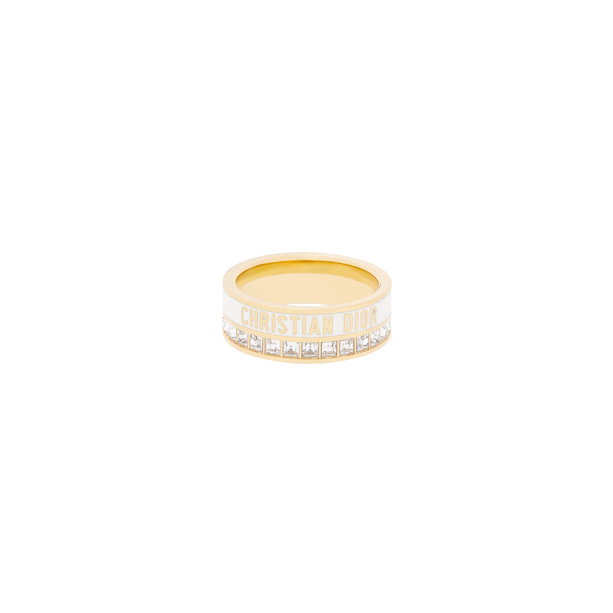 Dior Night Code Ring Gold-Finish Metal, Sparkling Crystals and White Lacquer E01