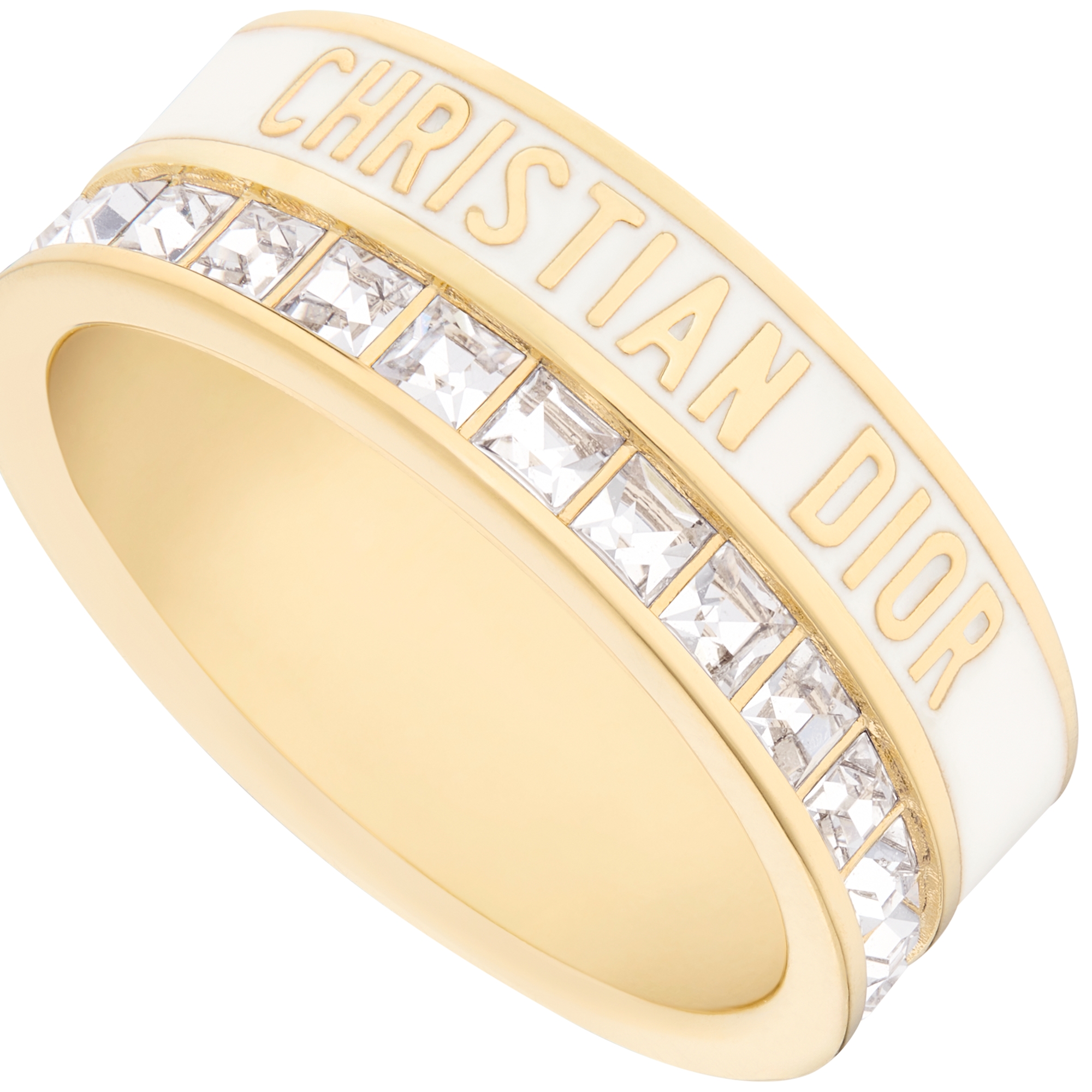 Dior Night Code Ring Gold-Finish Metal, Sparkling Crystals and White Lacquer E09