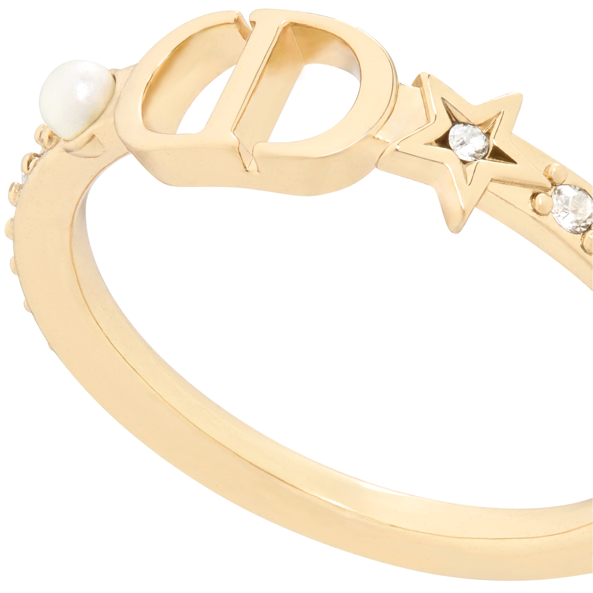 Petit CD Multi Ring Gold-Finish Metal, White Resin Pearl and